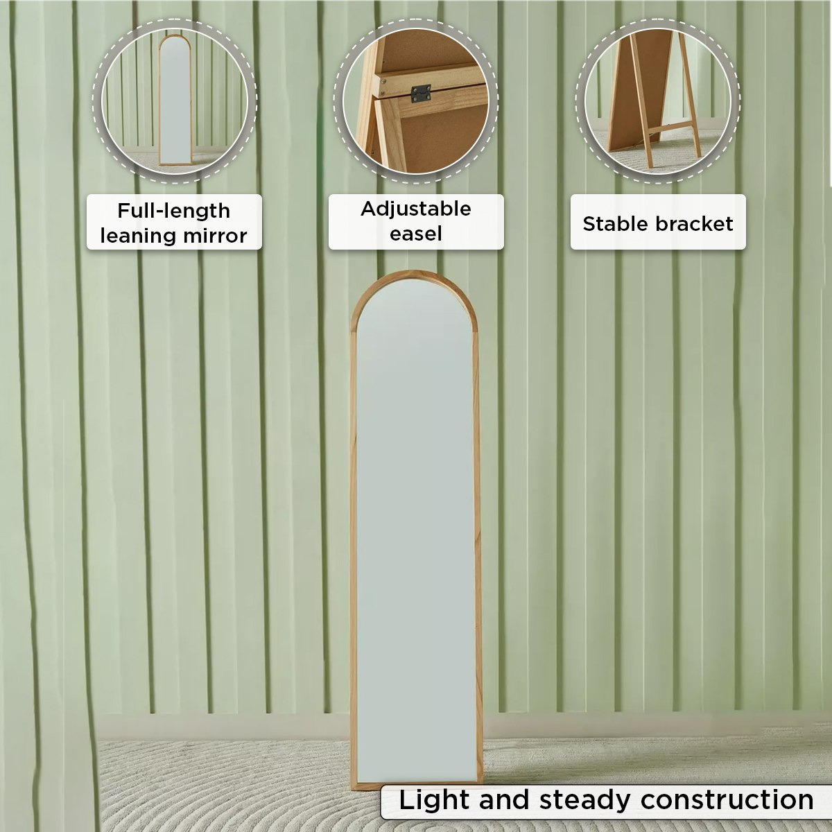 Sana Wooden Frame Standing Mirror - 40x160 cm-hbxhomeware-hbxdecorandfurnishings-image-4