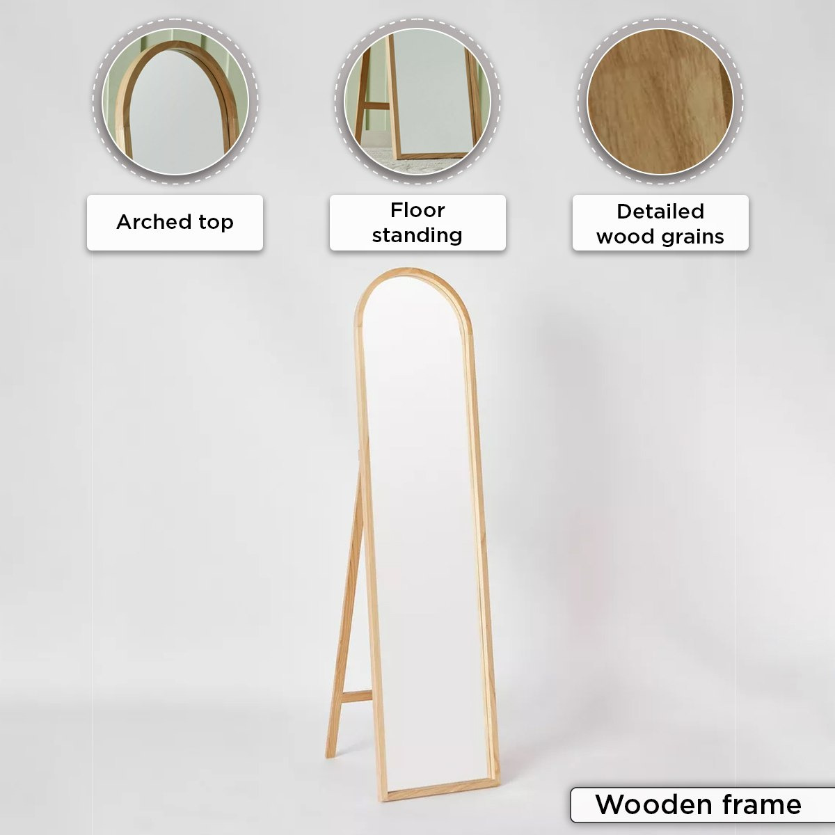 Sana Wooden Frame Standing Mirror - 40x160 cm-hbxhomeware-hbxdecorandfurnishings-image-5