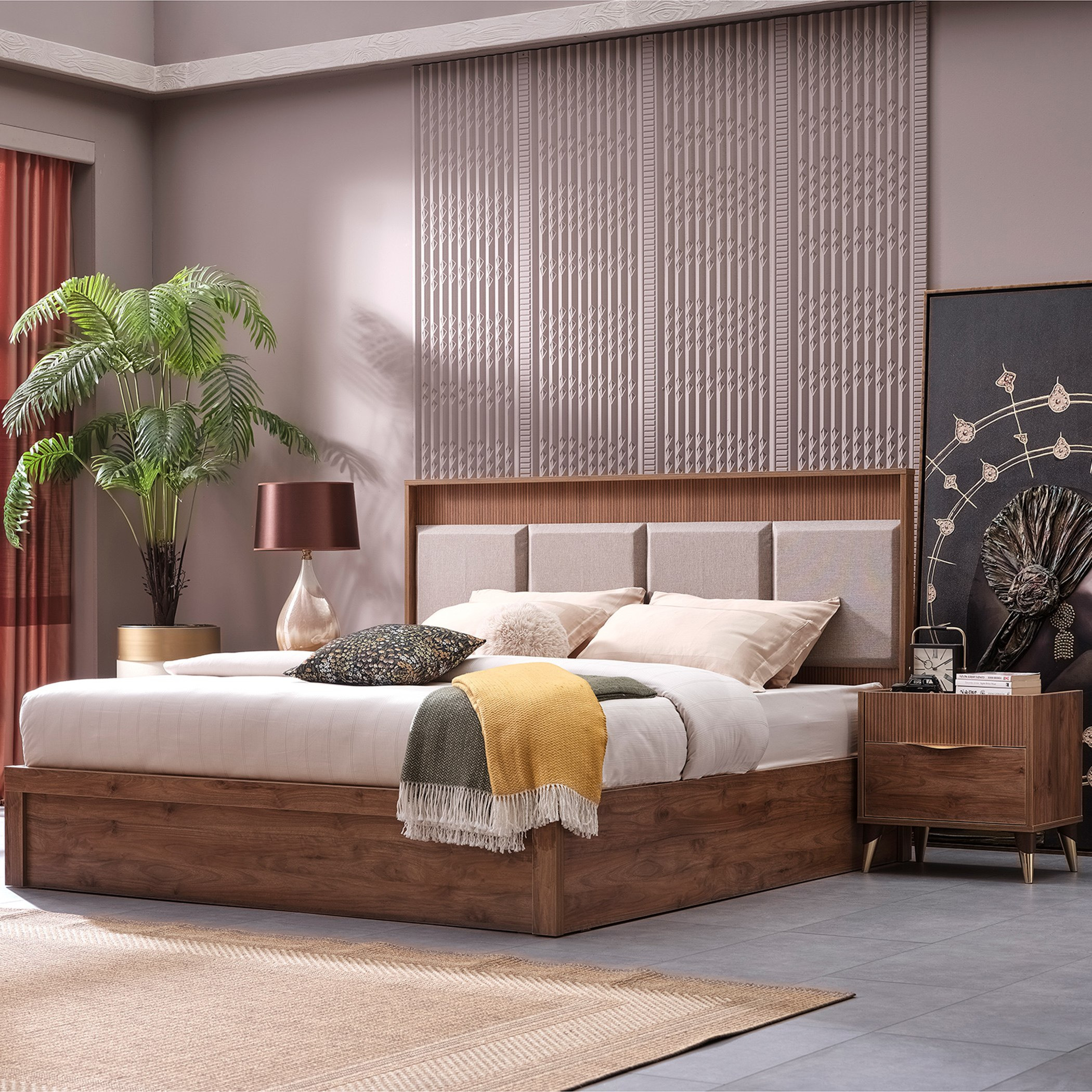 طقم غرفة نوم كينج 6 قطع من هاربر - 180x200 سم-hbxbedroom-bedsandbedsets-bedroomsets-king-image-3