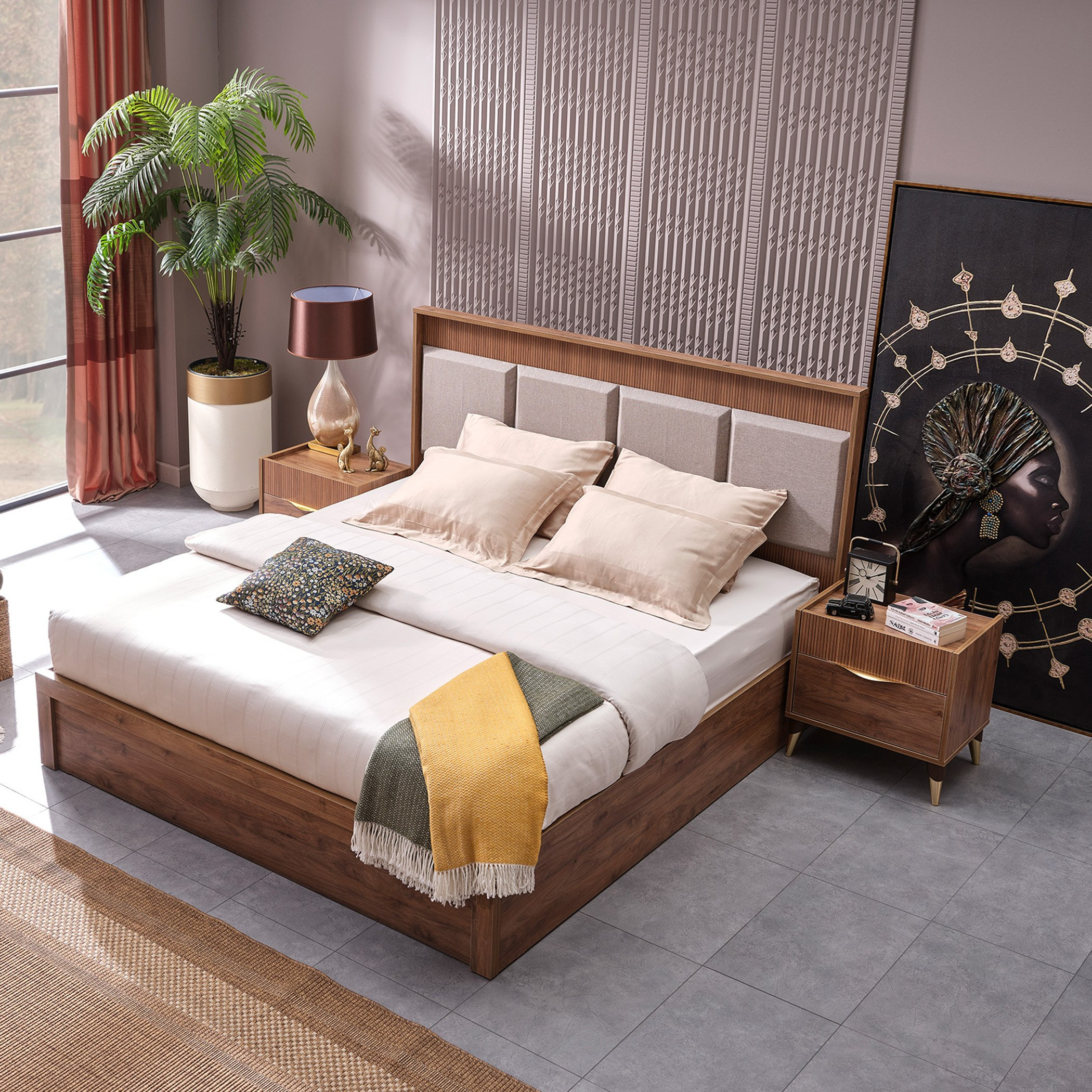 طقم غرفة نوم كينج 6 قطع من هاربر - 180x200 سم-hbxbedroom-bedsandbedsets-bedroomsets-king-image-4