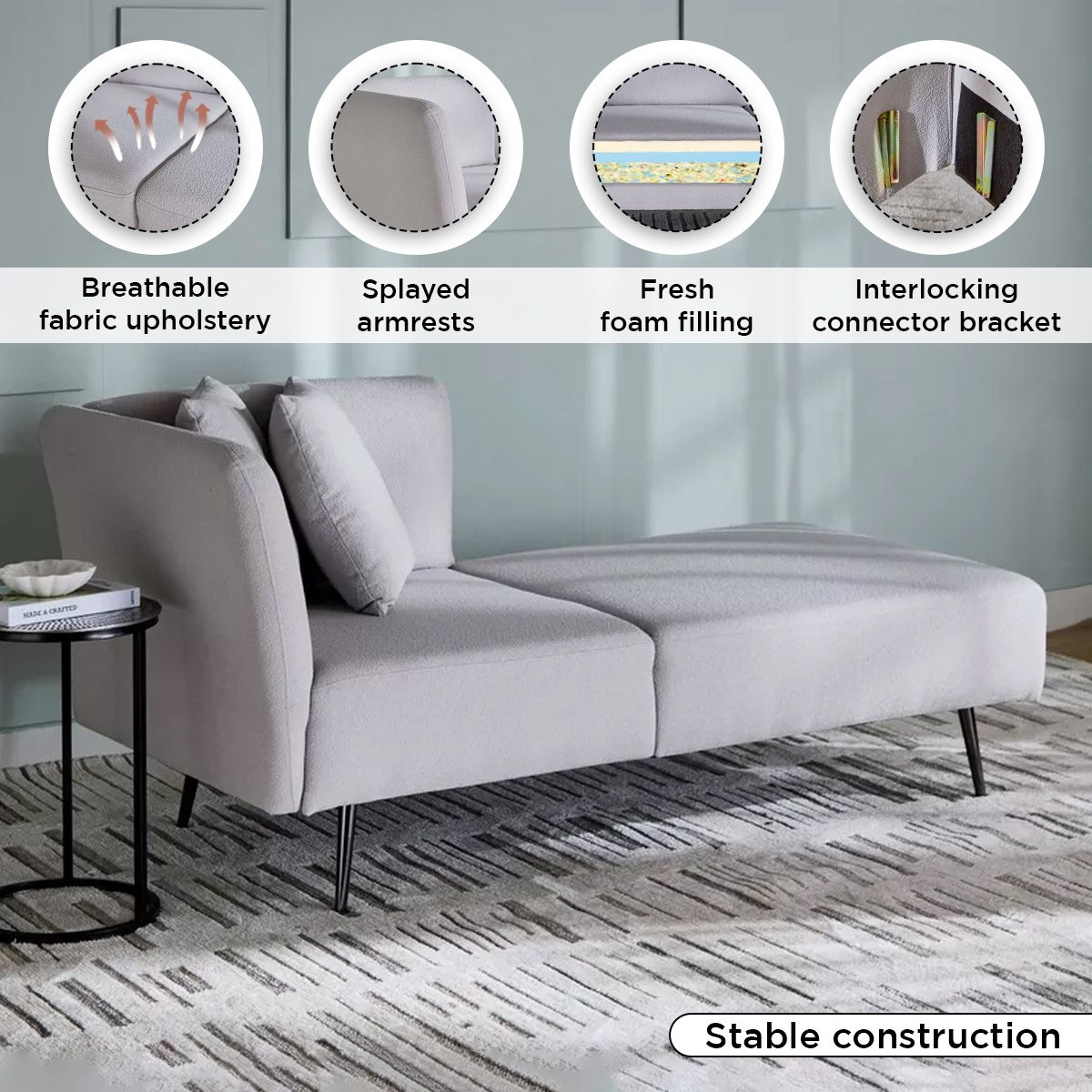 كنبة استرخاء قماش مع وسادتين من باندوفا-hbxfurniture-modular-modularsofas-image-5