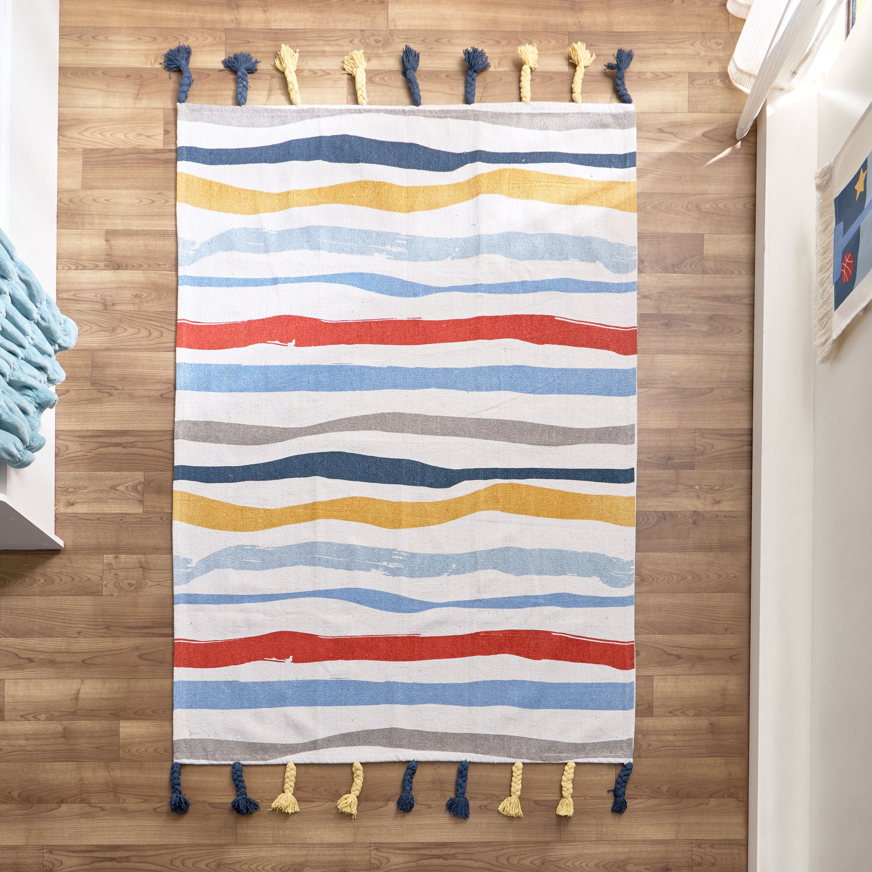 Arcade Stripe Printed Rug with Braided Tassels - 110x160 cm-hbxdecorandfurnishings-floorcoverings-rugs-image-1
