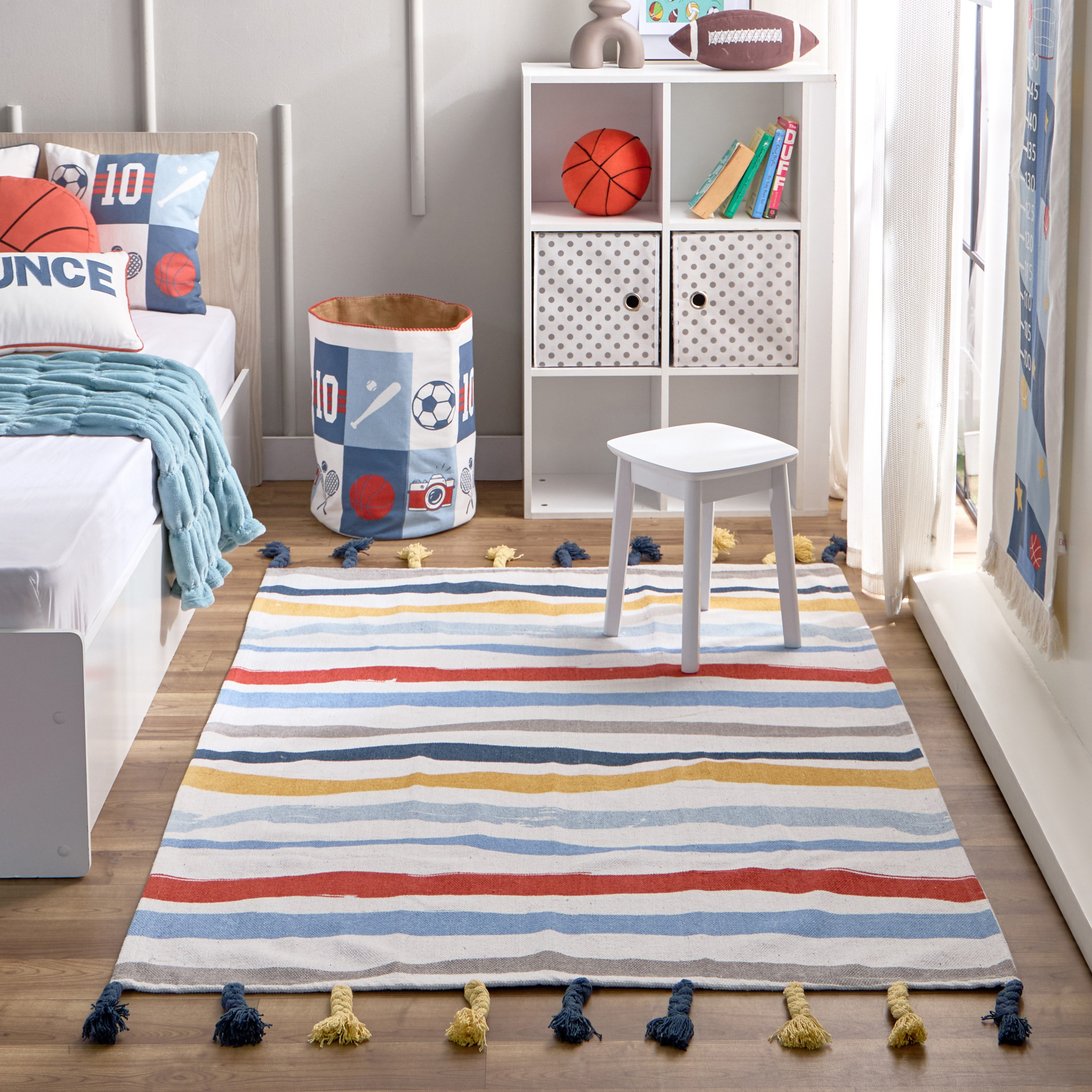 Arcade Stripe Printed Rug with Braided Tassels - 110x160 cm-hbxdecorandfurnishings-floorcoverings-rugs-image-5