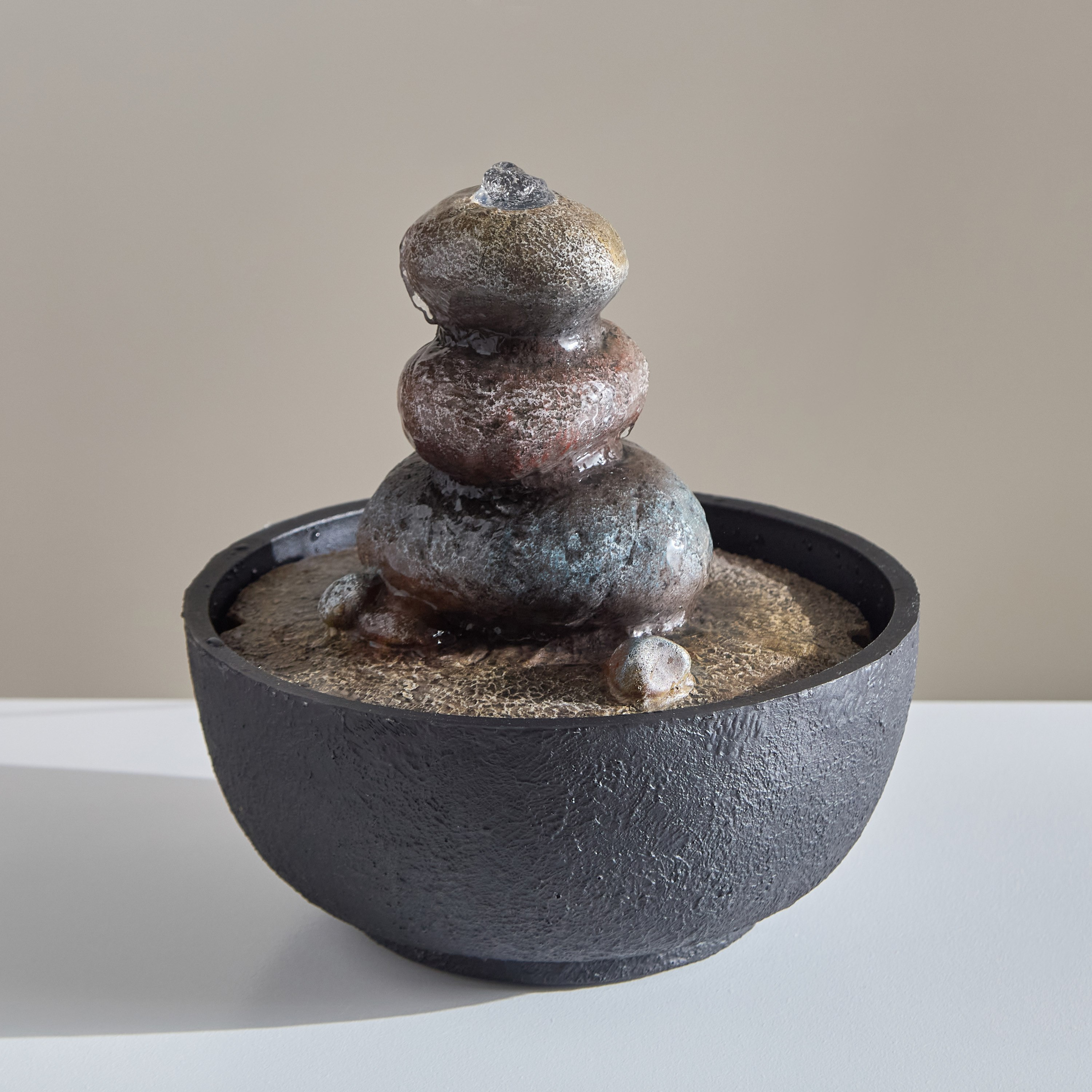 Serene Modern Stone Fountain with LED - 20x20x19 cm-hbxhomeware-hbxdecorandfurnishings-image-1