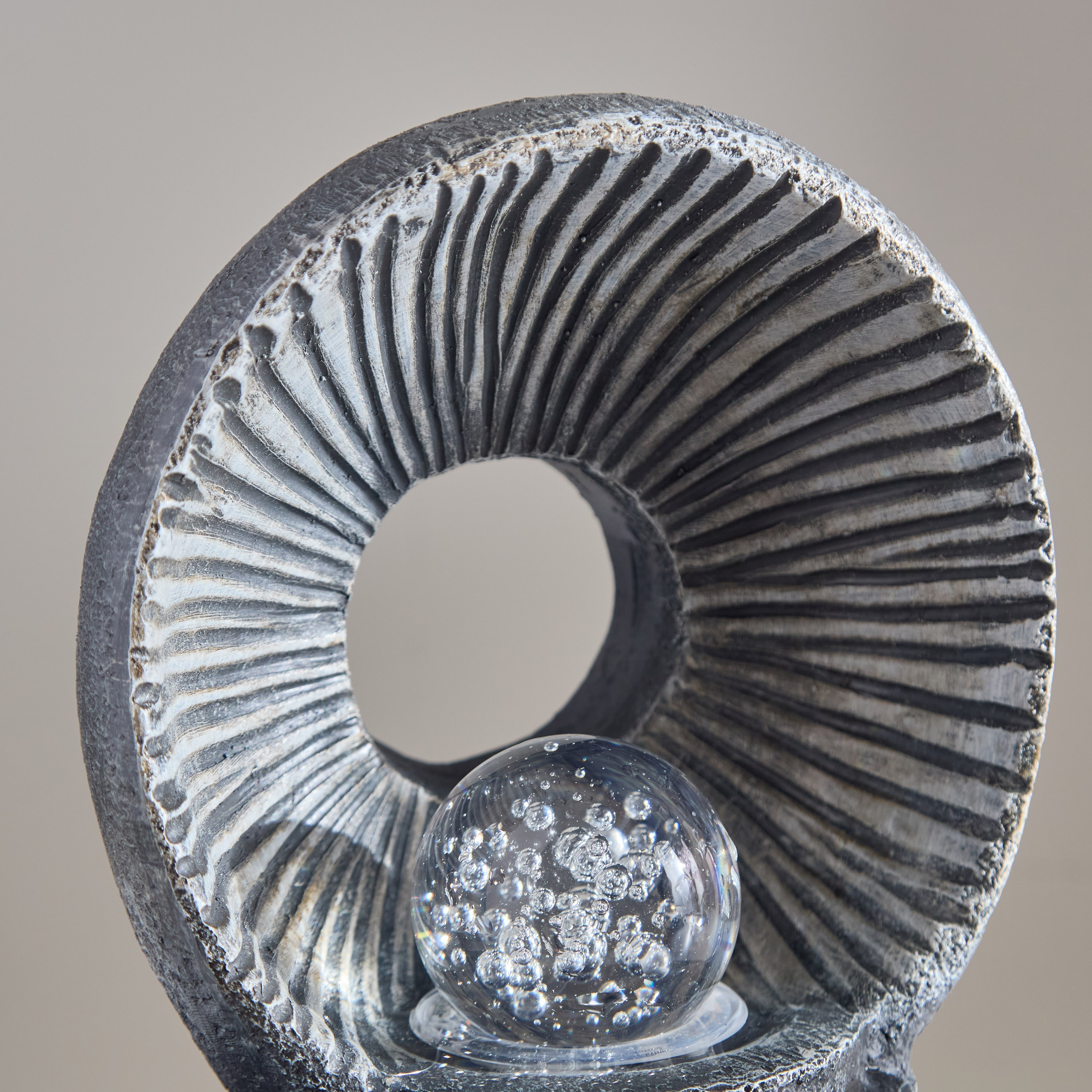 نافورة حجرية عصرية بإضاءة أل إي دي مع كرة دوارة من سيرين - 21x21x27 سم-hbxhomeware-hbxdecorandfurnishings-image-5