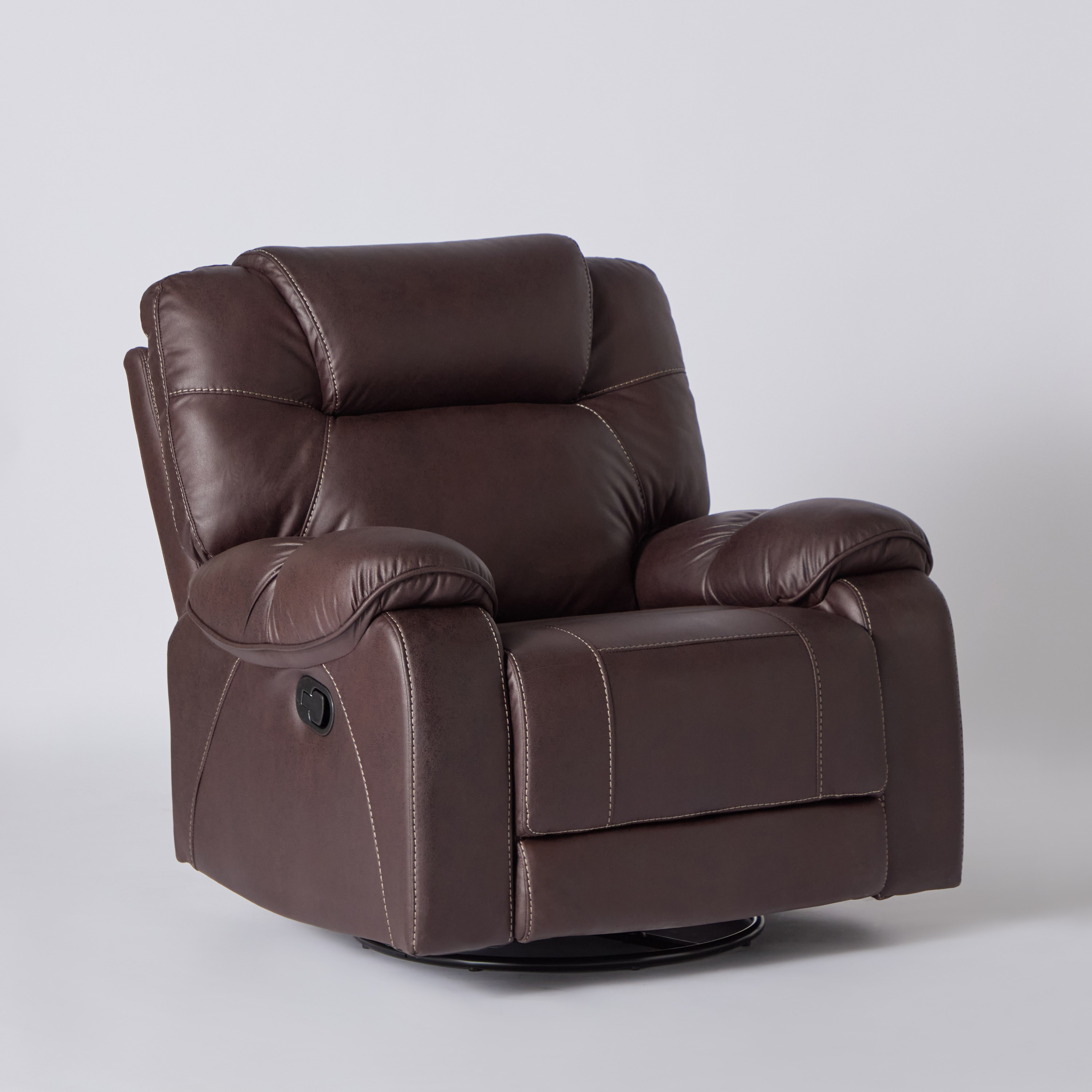 كرسي استرخاء قماش بمظهر جلد ومساند ذراعين مع وظيفة دوران وهزاز من غابون-hbxfurniture-sofasandarmchairs-reclinersofas-image-11