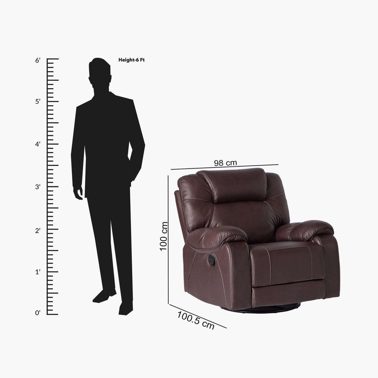 كرسي استرخاء قماش بمظهر جلد ومساند ذراعين مع وظيفة دوران وهزاز من غابون-hbxfurniture-sofasandarmchairs-reclinersofas-image-12