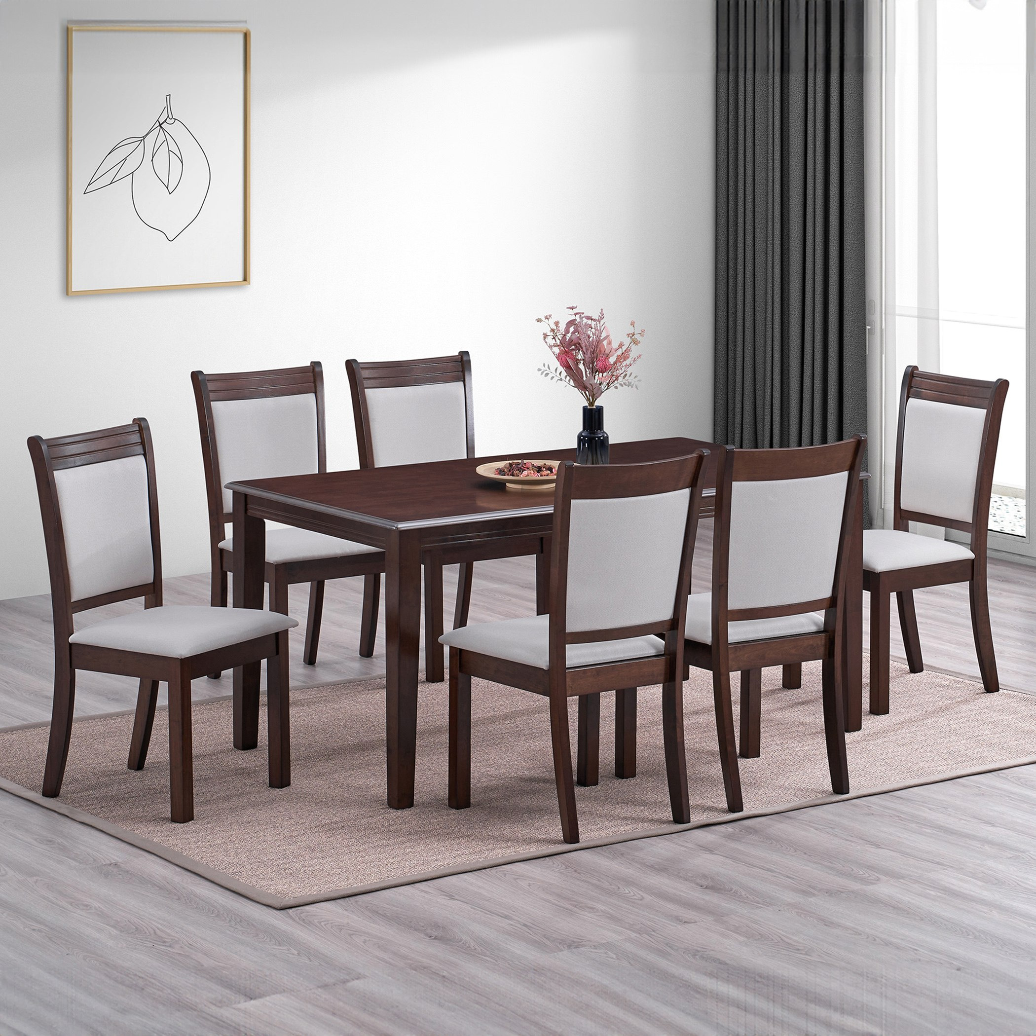 طقم سفرة 6 مقاعد من سيمبسون-hbxfurniture-diningtablesandsets-diningsets-sixseater-image-1