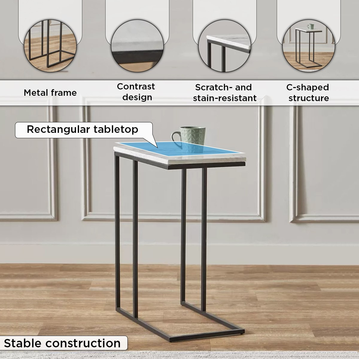 طاولة كونسول بسطح من الرخام الأصلي - تورين من كافون-hbxfurniture-livingroom-endtables-image-5