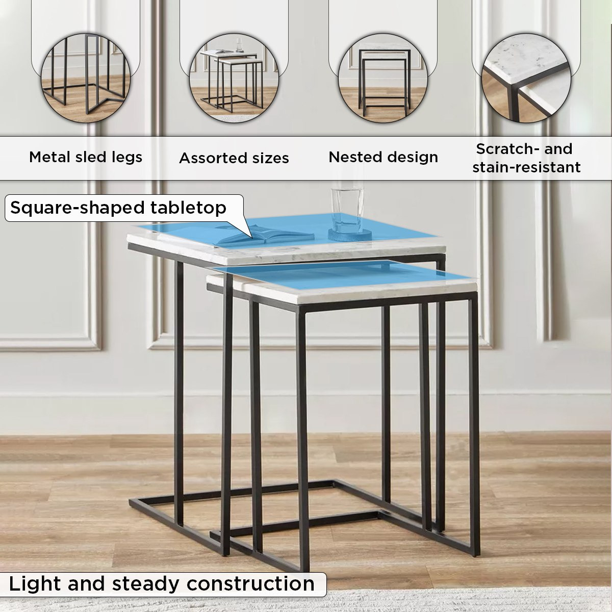 Cavon Duo Genuine Marble Top Nest of Tables - Set of 2-hbxfurniture-livingroom-nestingtables-image-5