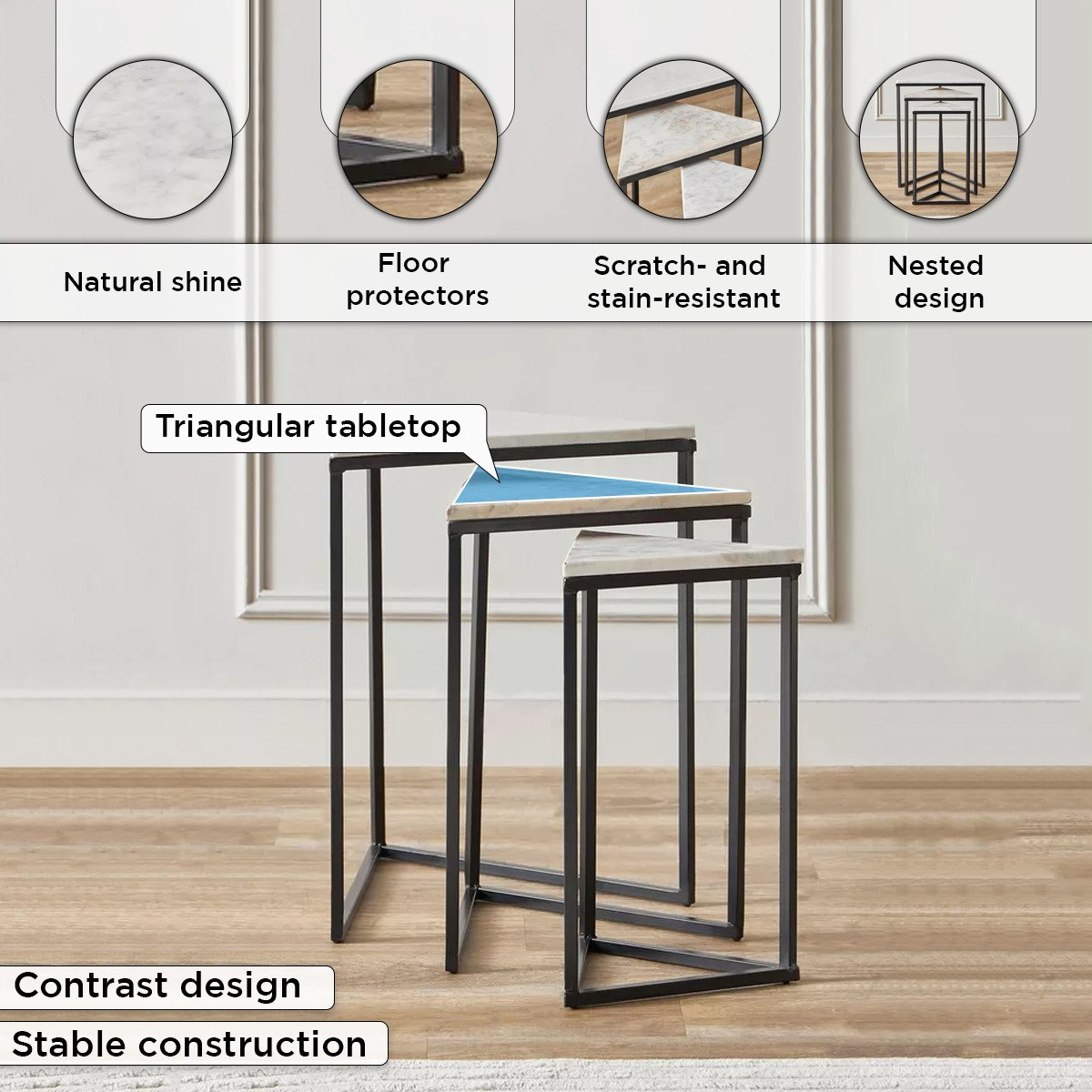 طقم طاولات متداخلة 3 قطع بسطح من الرخام الأصلي - تريو من فيندرا-hbxfurniture-livingroom-nestingtables-image-5