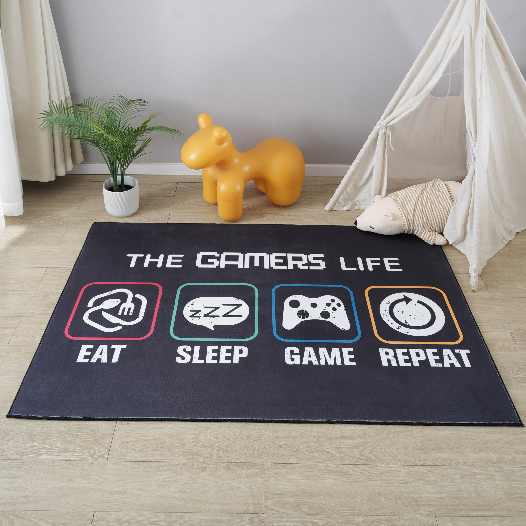 Gaming - The Gamers Life Printed Flannel Rug - 110x160 cm-hbxdecorandfurnishings-floorcoverings-rugs-image-1