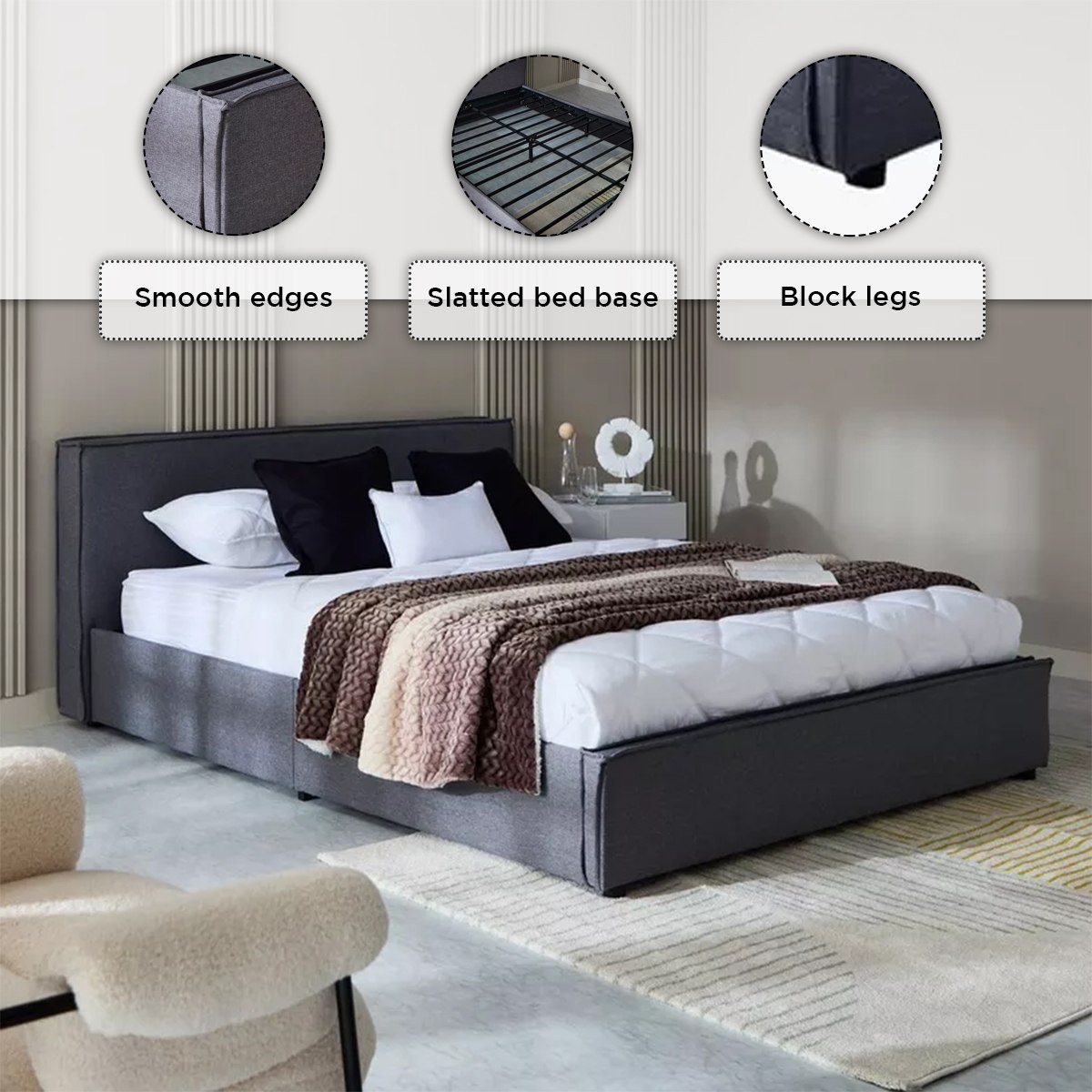 Movo Kulltorp Hydraulic Storage Upholstered Queen Bed - 160x200 cm-hbxbedroom-bedsandbedsets-beds-queen-image-8