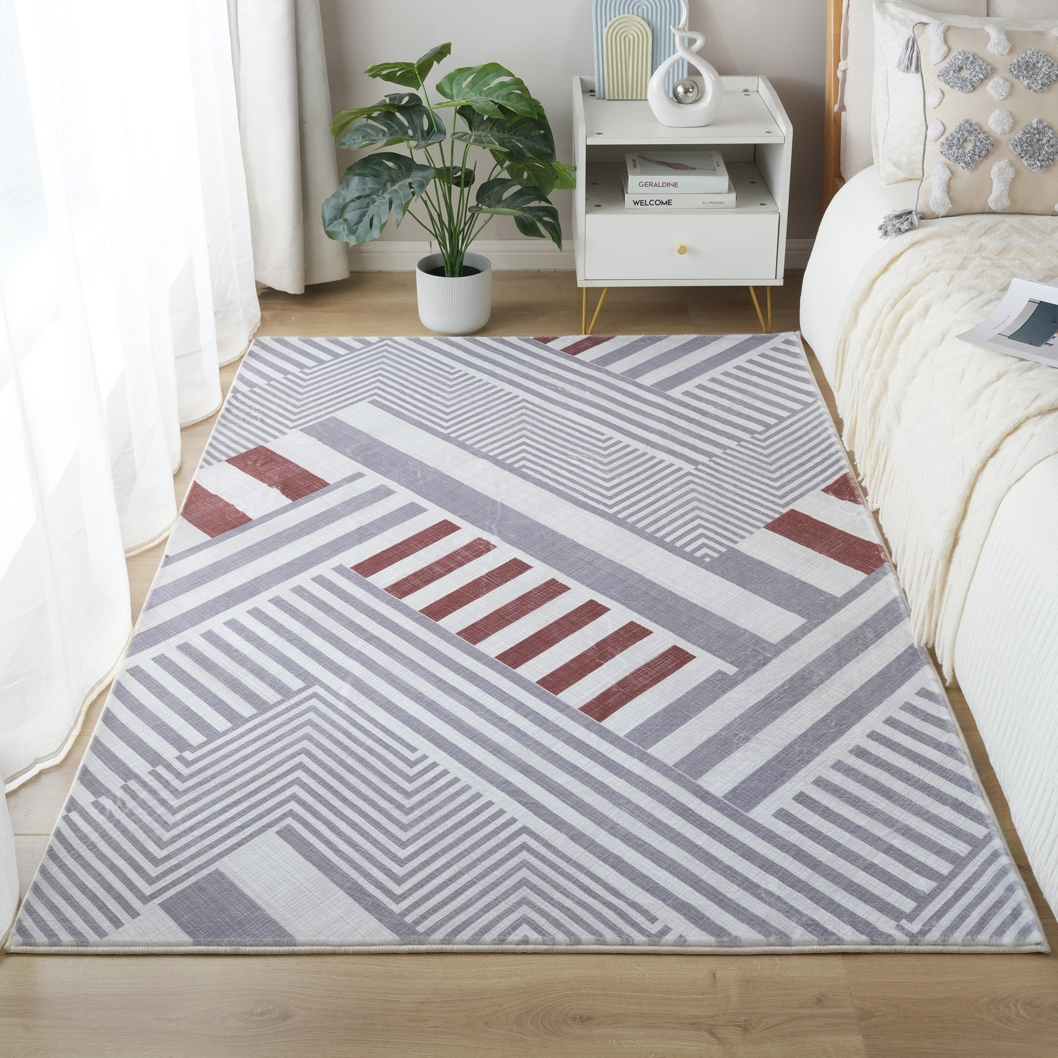 Milan Indus Printed Plush Fur Rug - 120x170 cm-hbxdecorandfurnishings-floorcoverings-rugs-image-1