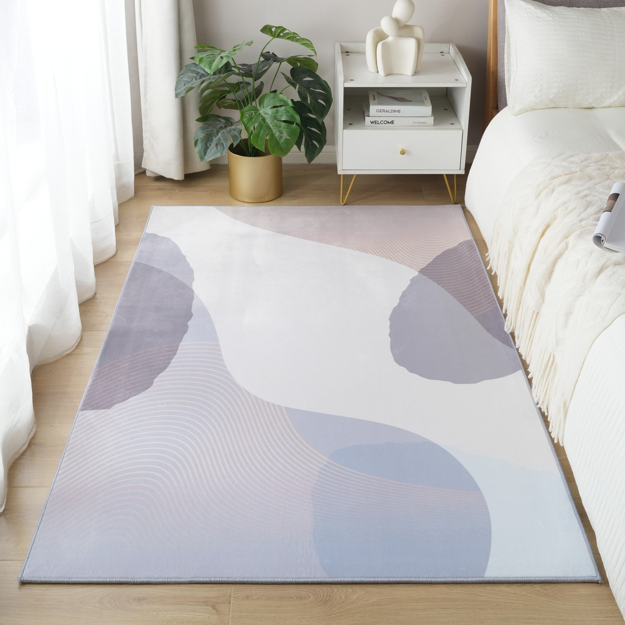 Wells Bahra Printed Flannel Rug - 110x160 cm-hbxdecorandfurnishings-floorcoverings-rugs-image-1