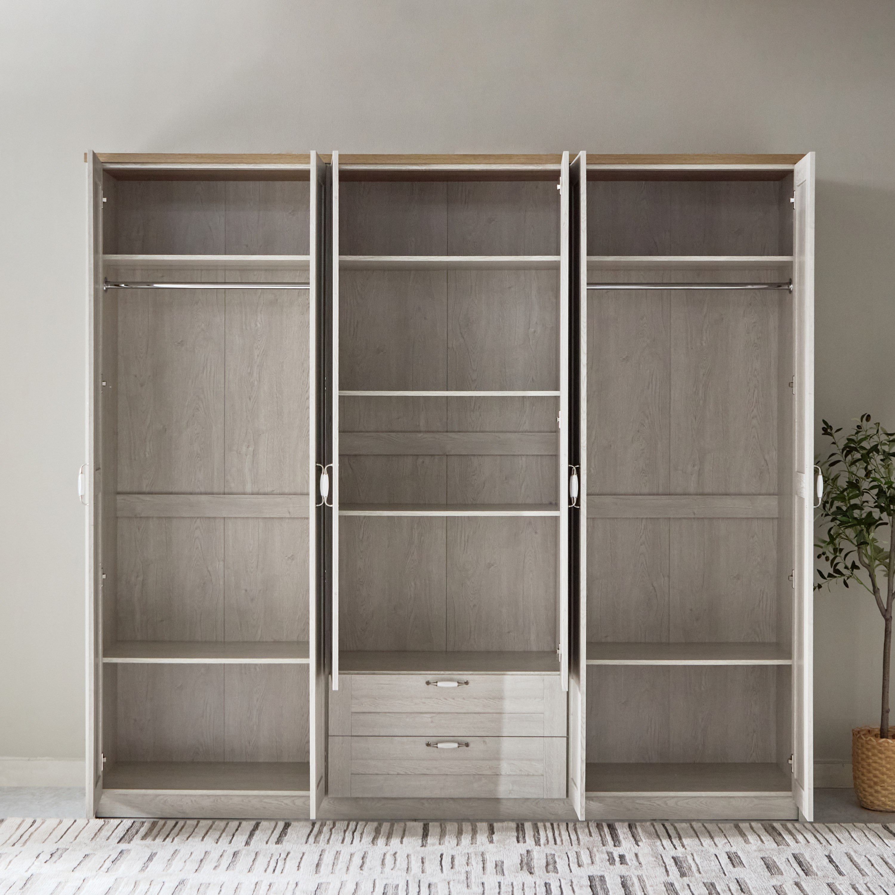 خزانة ملابس 6 أبواب مع 2 درج ومرآة - بروكلين من موڤو -hbxfurniture-wardrobes-image-6