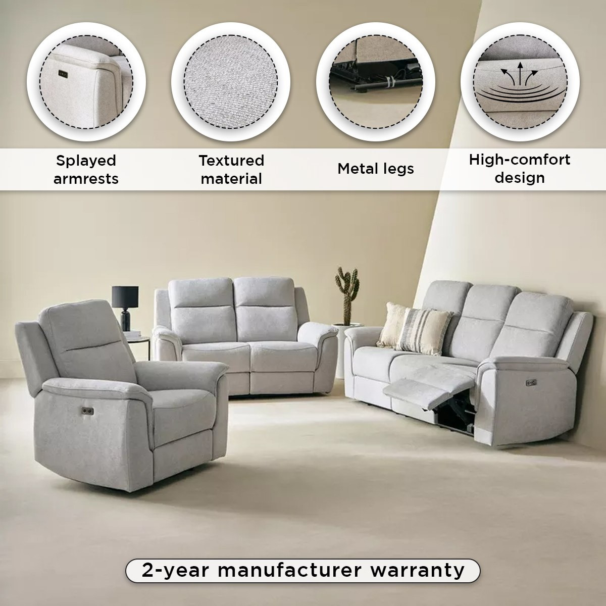 كرسي استرخاء قماش بمساند ذراعين قابل للضبط بالطاقة الكهربائية من بريتاني-hbxfurniture-sofasandarmchairs-reclinersofas-image-4