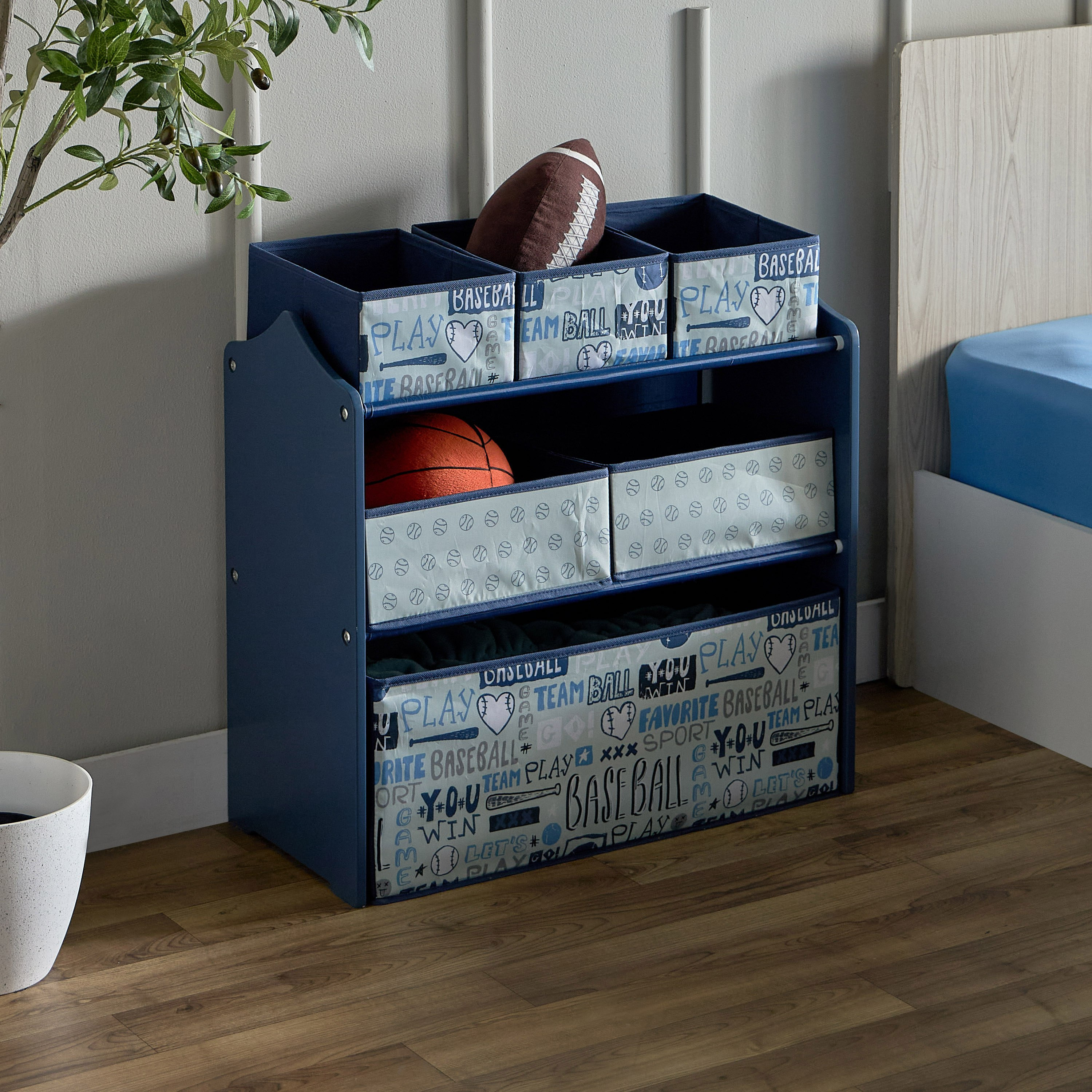 رف تخزين قماش بيسبول مع 6 سلال من أركيد كانديس - 63x30x60 سم-hbxkidsandyouth-storage-organisers-image-1