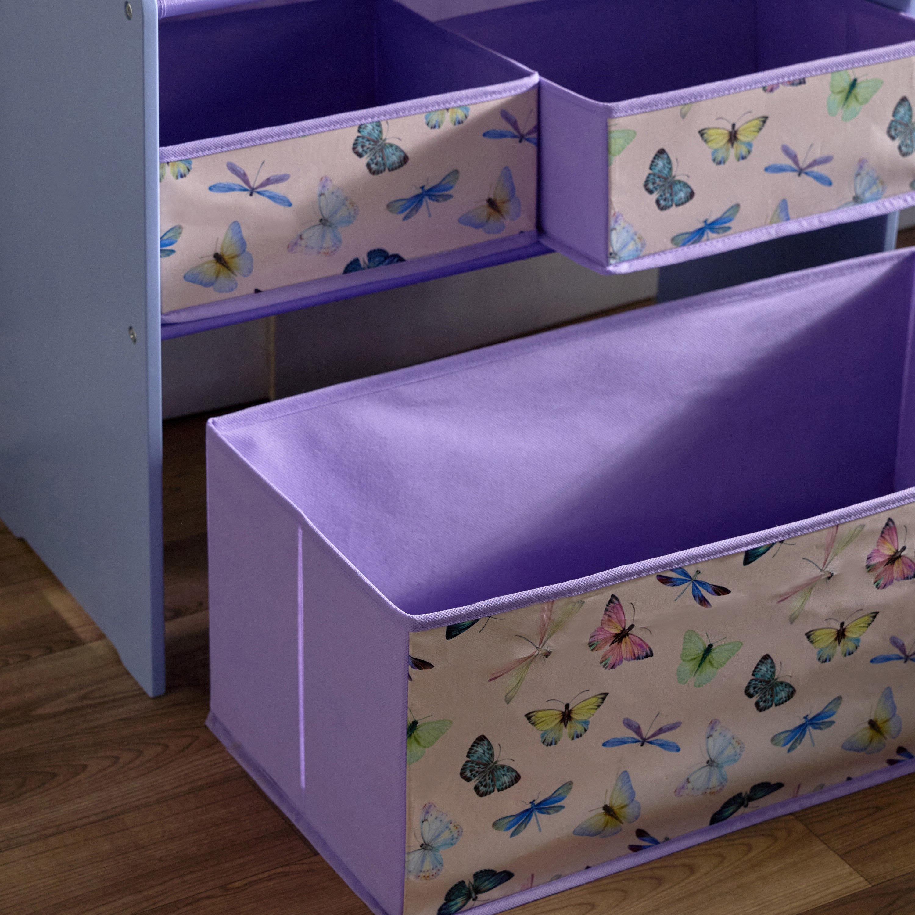 رف تخزين قماش بتصميم فراشة مع 6 سلال من فلاتربي كانديس - 63x30x60 سم-hbxkidsandyouth-storage-organisers-image-4