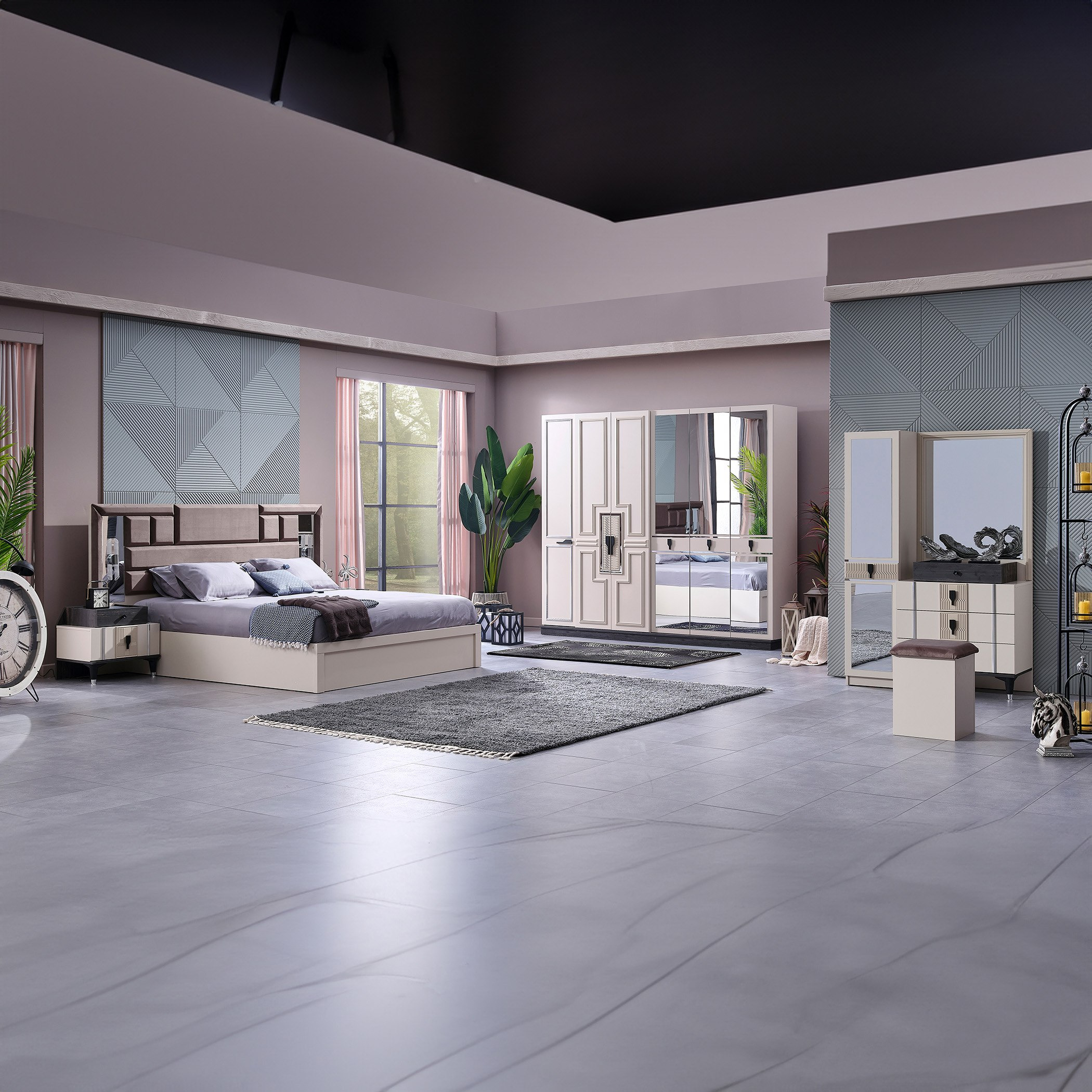 طقم غرفة نوم كينج 6 قطع من جلوريوس- 180x200 سم-hbxbedroom-bedsandbedsets-bedroomsets-king-image-18