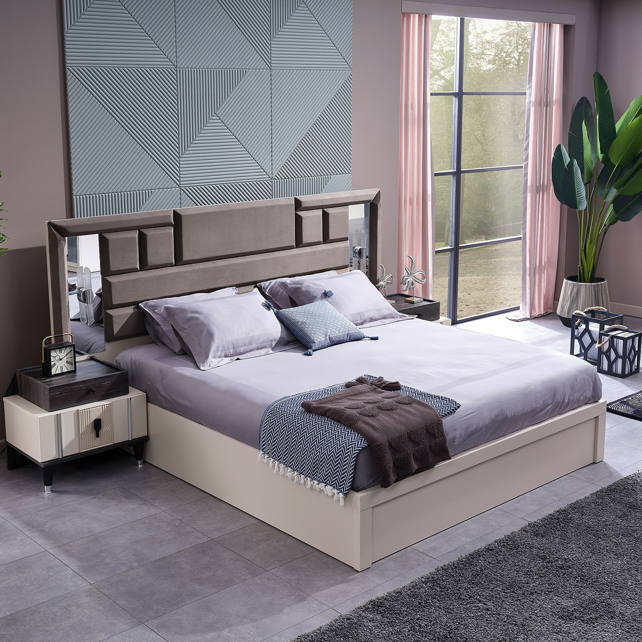 طقم غرفة نوم كينج 6 قطع من جلوريوس- 180x200 سم-hbxbedroom-bedsandbedsets-bedroomsets-king-image-5