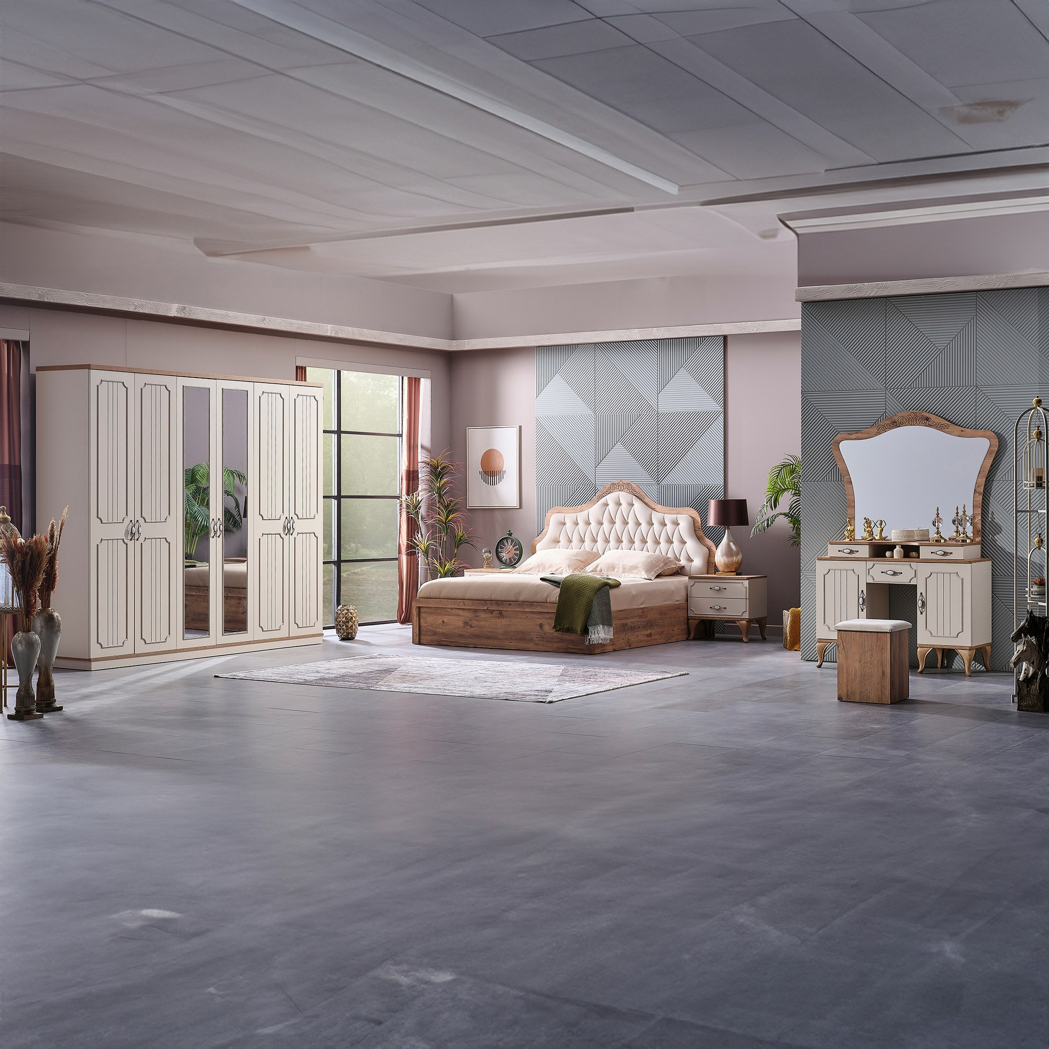 طقم غرفة نوم كينج 6 قطع من فيفالدي - 180x200 سم-hbxbedroom-bedsandbedsets-bedroomsets-king-image-10