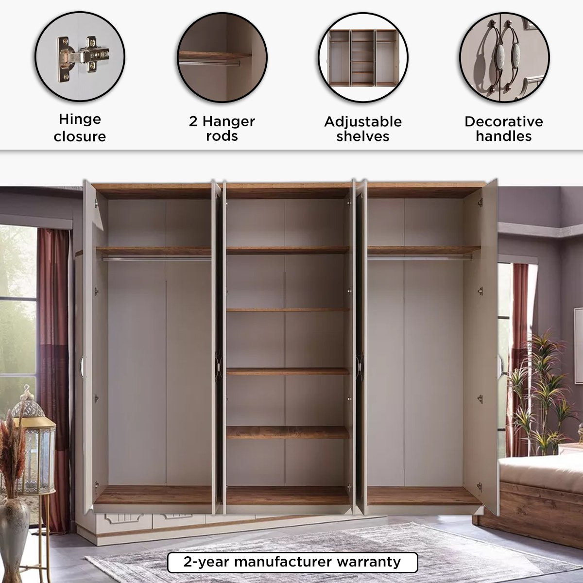 خزانة ملابس 6 أبواب مع 2 مرآة من فيفالدي-hbxfurniture-wardrobes-image-6