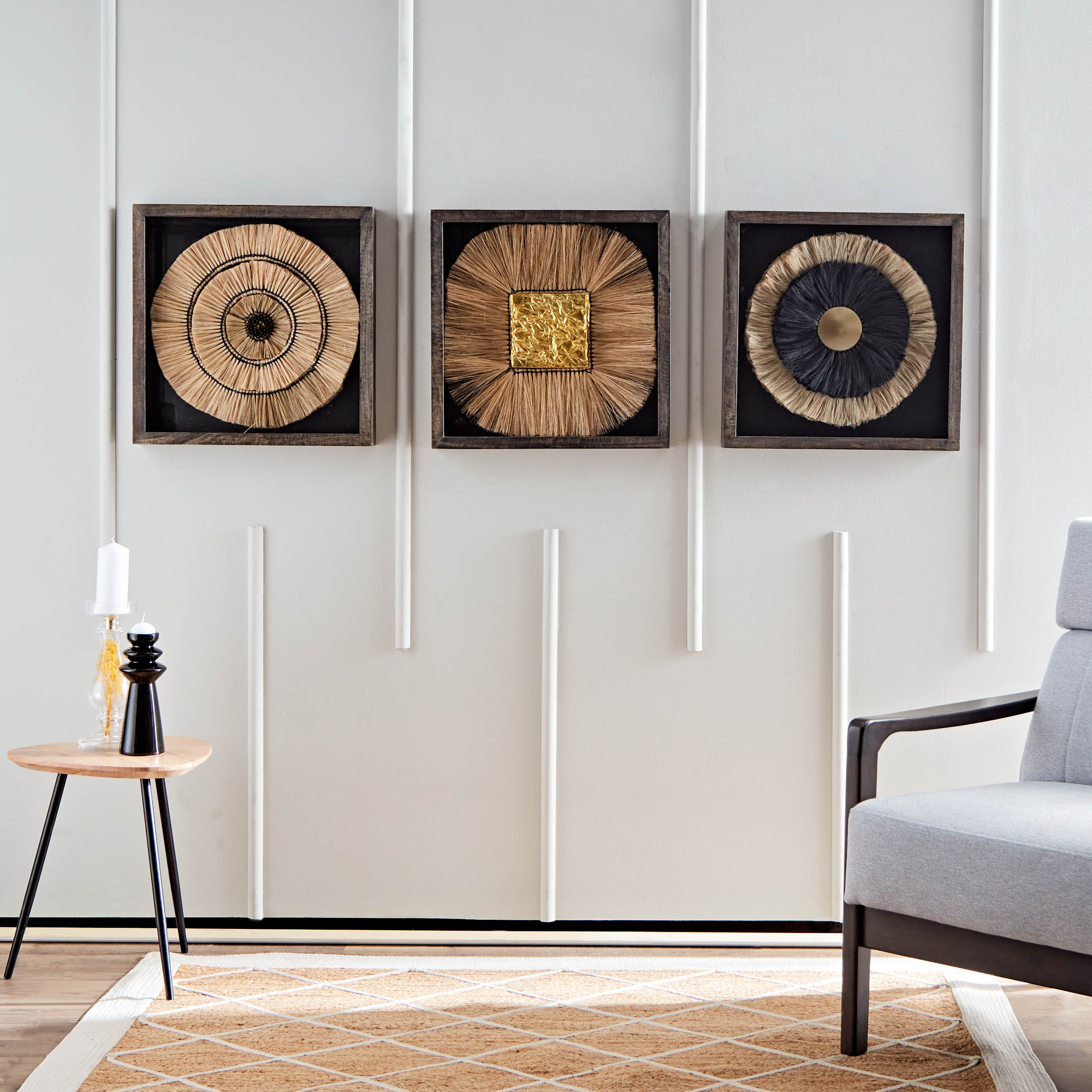 صندوق ظلال فني منسوج بإطار من خشب المانجو الطبيعي من إيلان - 48x48x6.5 سم-hbxlivingroom-walldecor-wallart-image-4