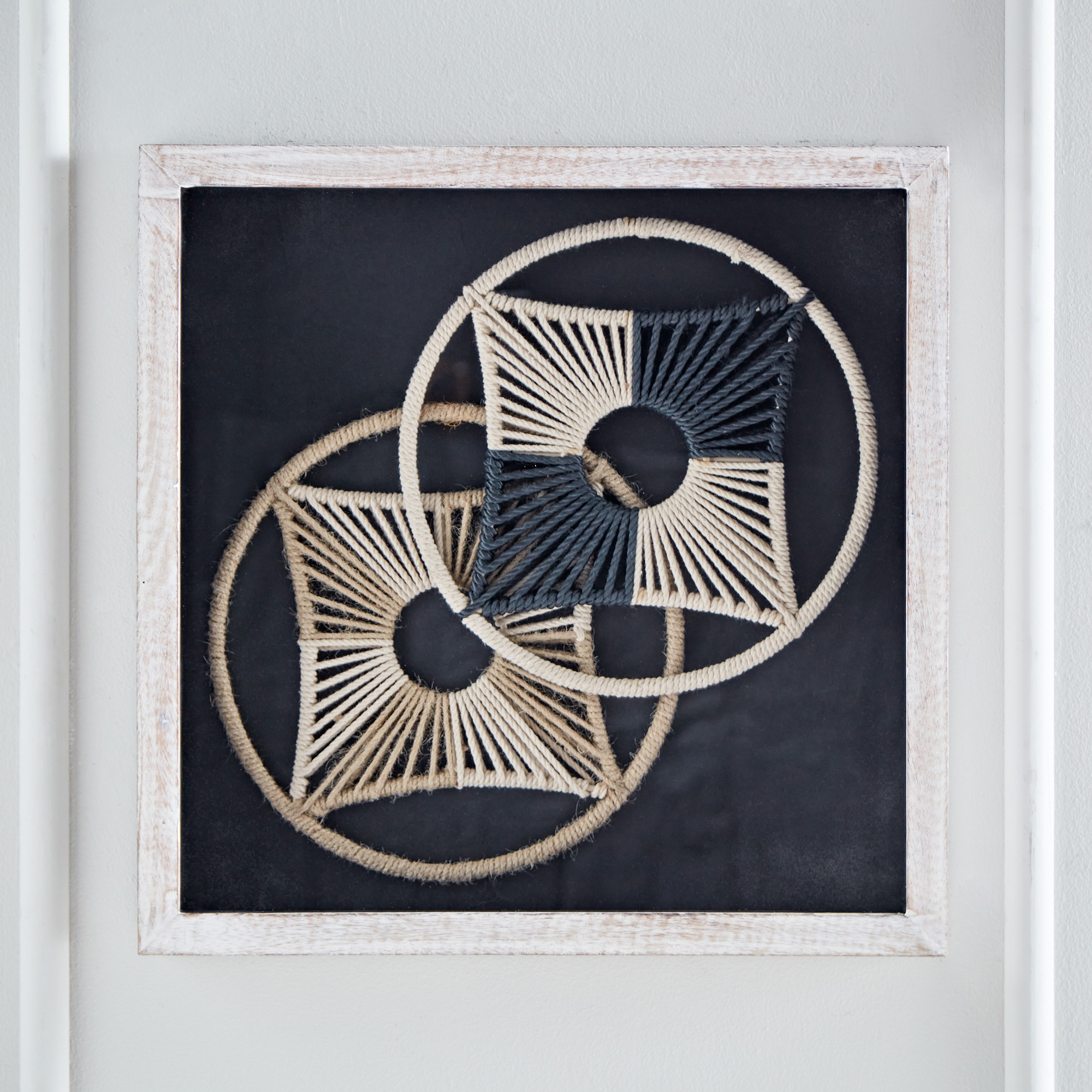 Elan Natural Woven Art Shadow Box with Mango Wood Frame - 48x48x6.5 cm-hbxlivingroom-walldecor-wallart-image-1