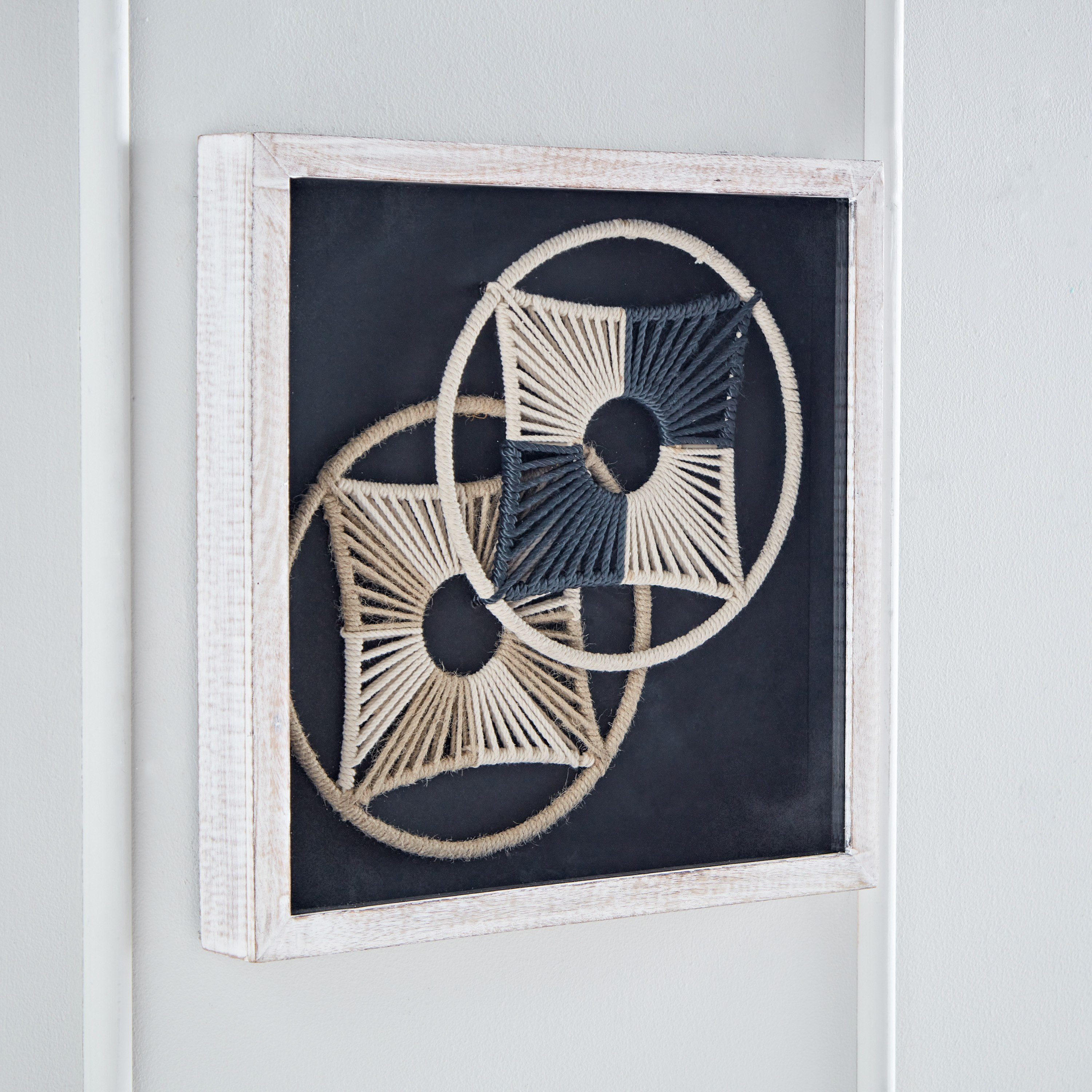 Elan Natural Woven Art Shadow Box with Mango Wood Frame - 48x48x6.5 cm-hbxlivingroom-walldecor-wallart-image-2
