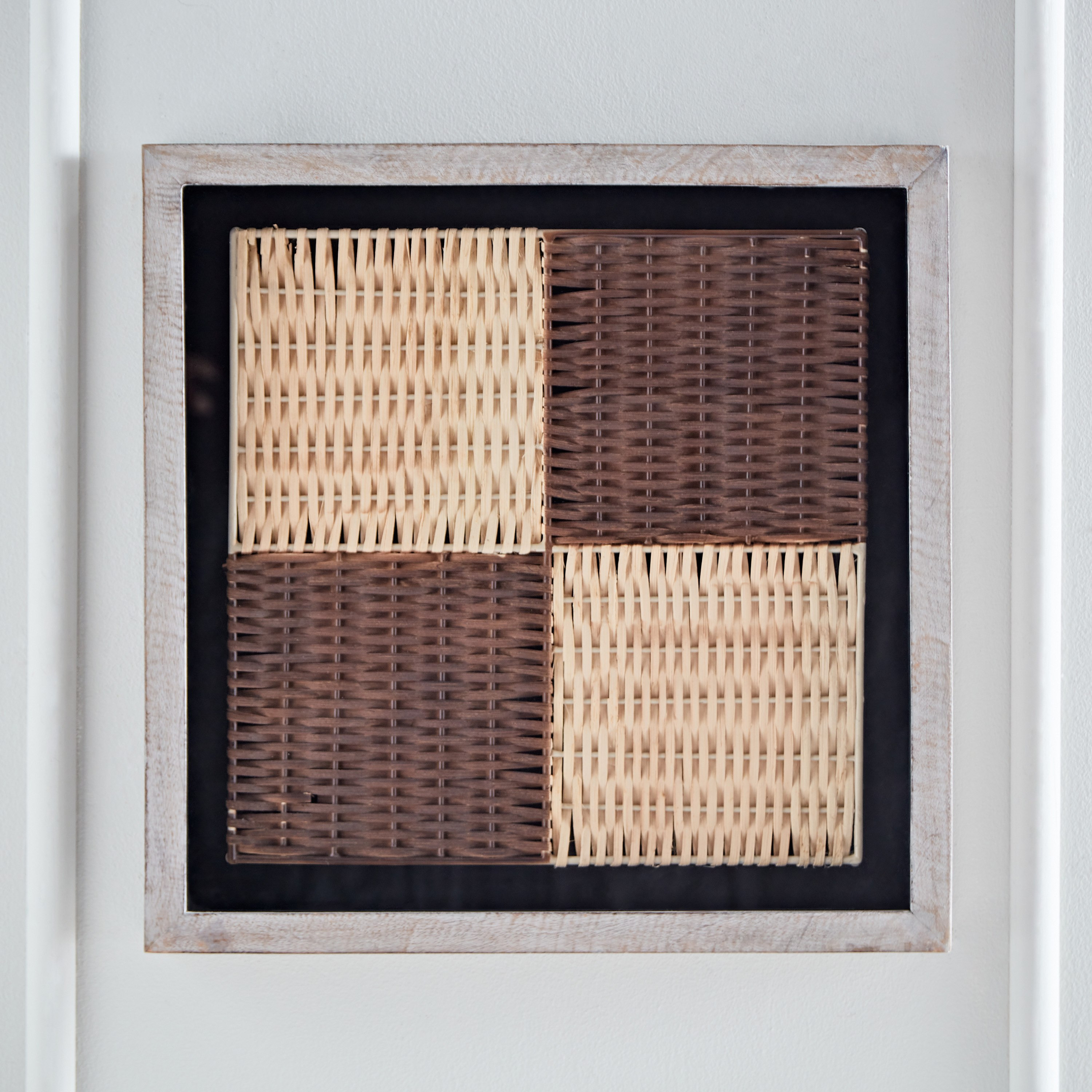 Elan Natural Woven Art Shadow Box with Mango Wood Frame - 48x48x6.5 cm-hbxlivingroom-walldecor-wallart-image-1
