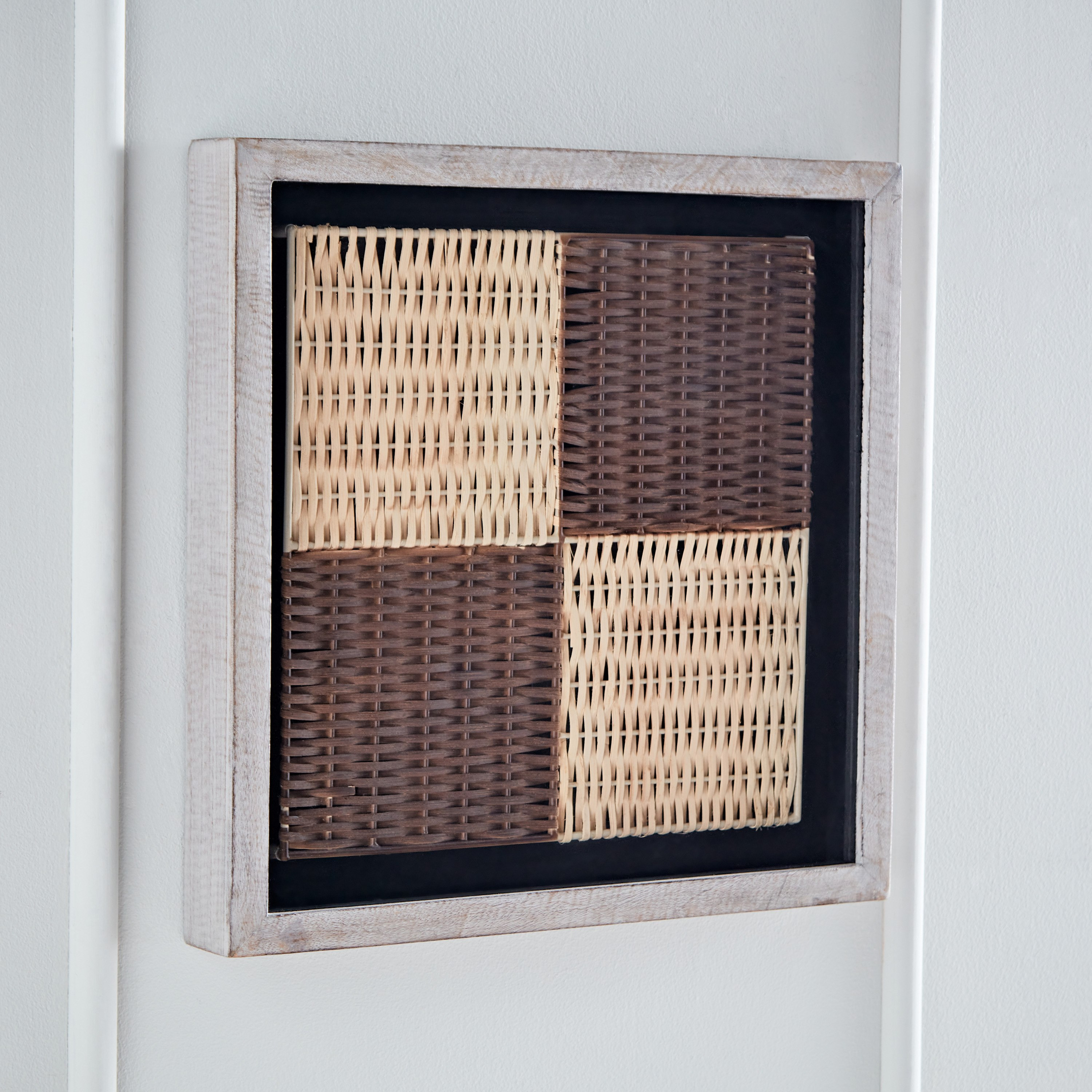 Elan Natural Woven Art Shadow Box with Mango Wood Frame - 48x48x6.5 cm-hbxlivingroom-walldecor-wallart-image-2