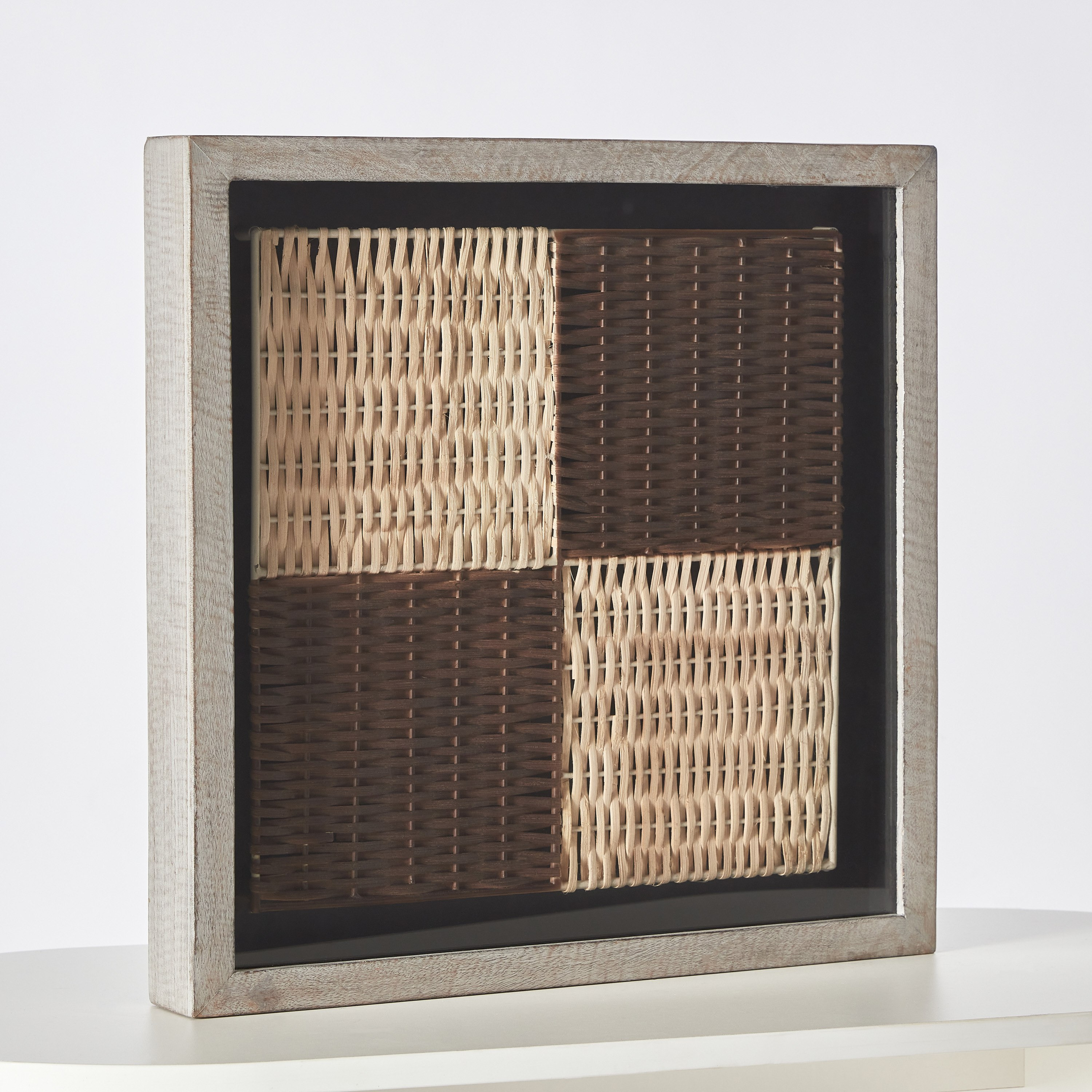 Elan Natural Woven Art Shadow Box with Mango Wood Frame - 48x48x6.5 cm-hbxlivingroom-walldecor-wallart-image-5