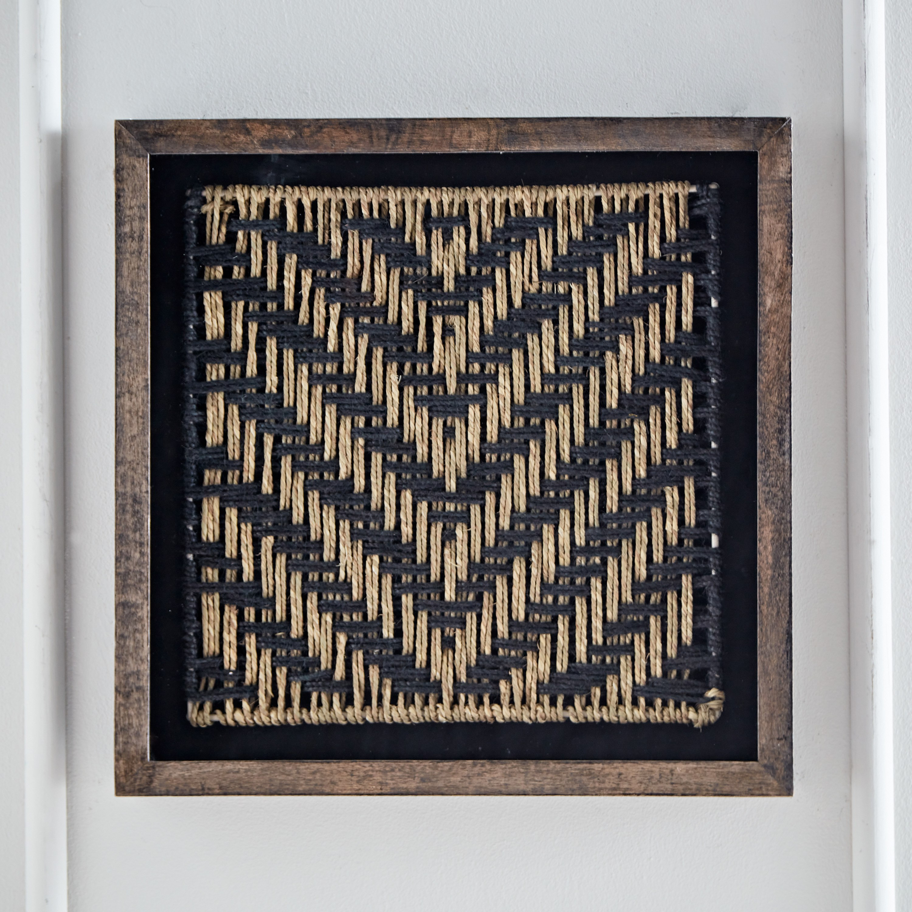 Elan Natural Woven Art Shadow Box with Mango Wood Frame - 48x48x6.5 cm-hbxlivingroom-walldecor-wallart-image-1