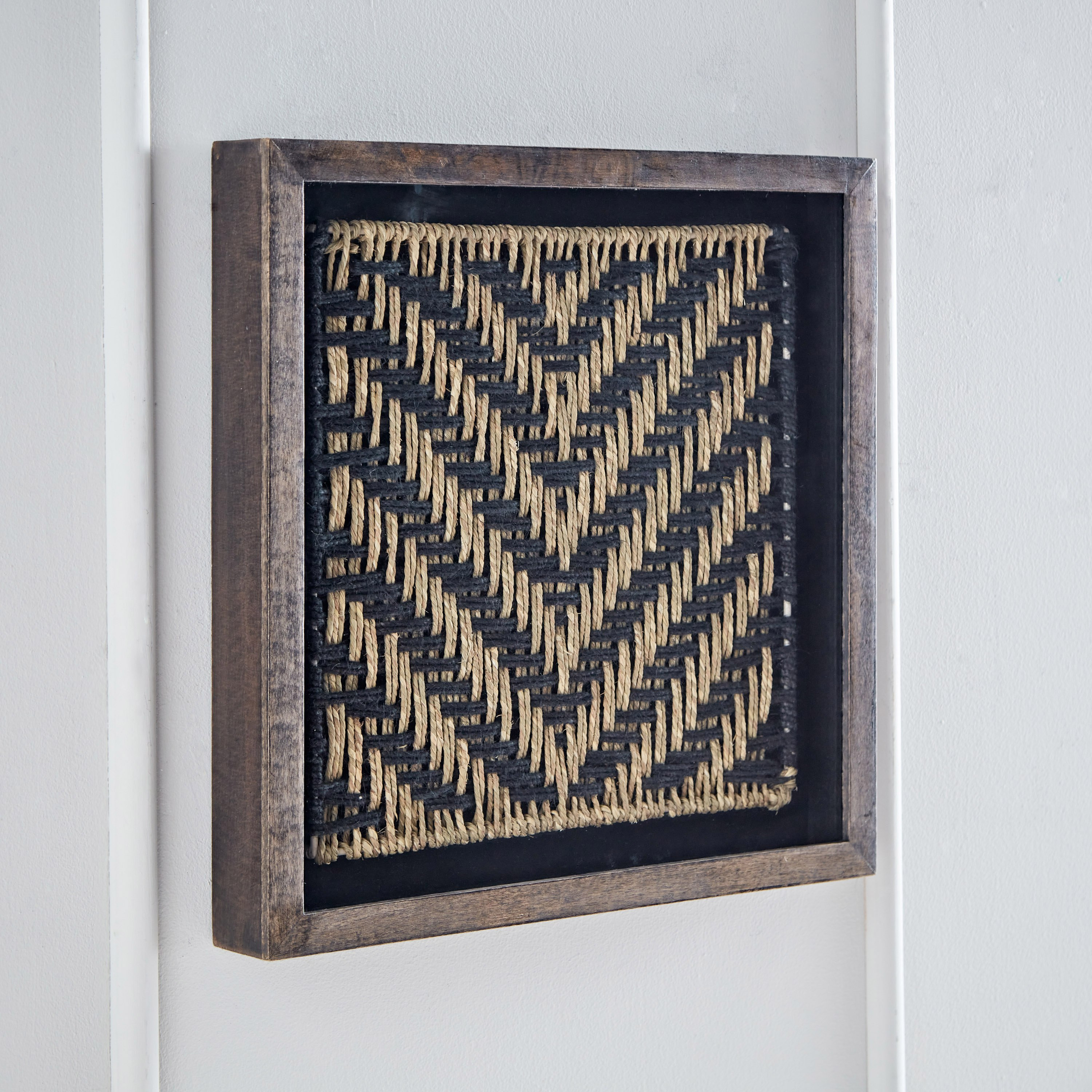 Elan Natural Woven Art Shadow Box with Mango Wood Frame - 48x48x6.5 cm-hbxlivingroom-walldecor-wallart-image-2