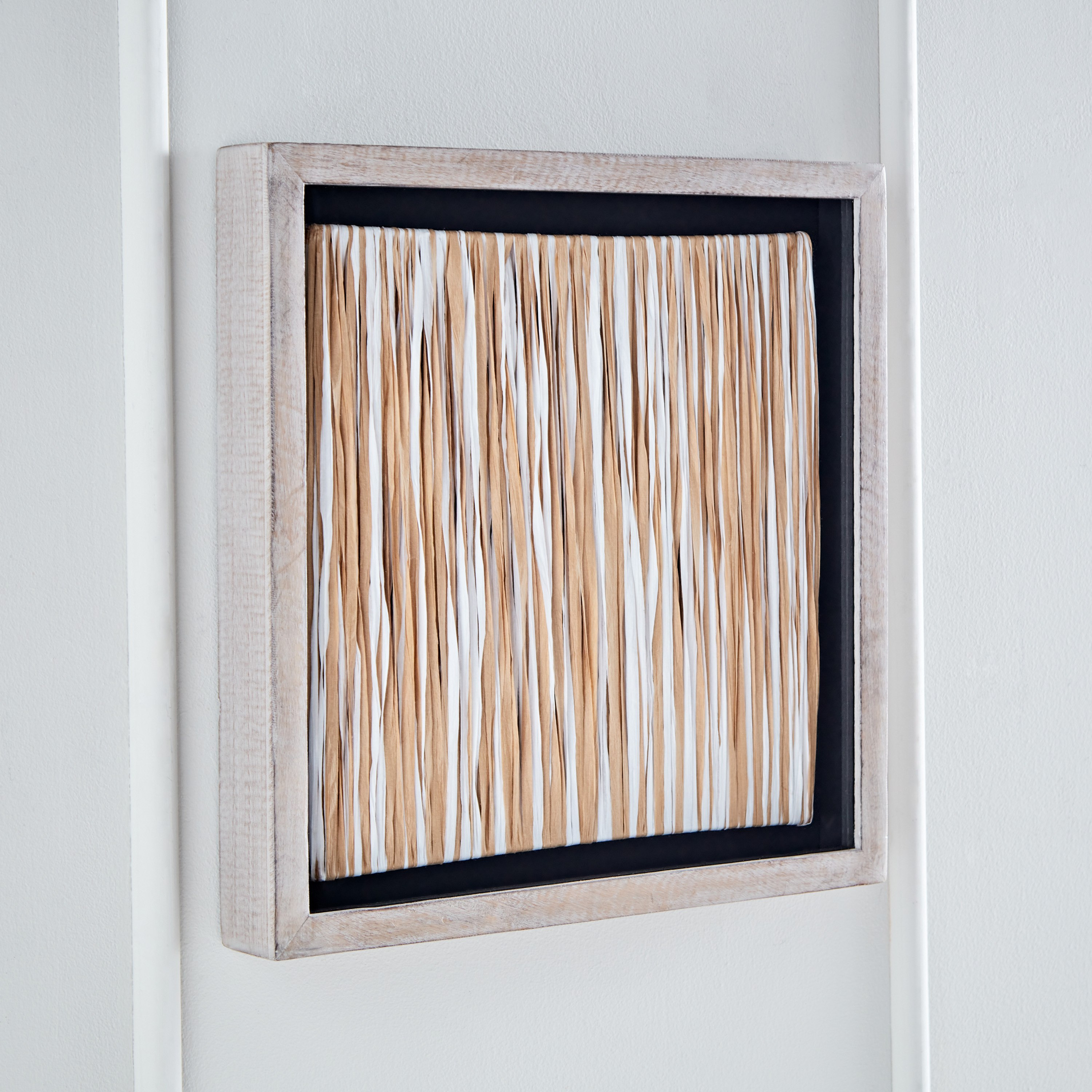 Elan Shadow Box with Natural Mango Wood Frame and Natural Woven Art - 48x48x6.5 cm-hbxlivingroom-walldecor-wallart-image-2