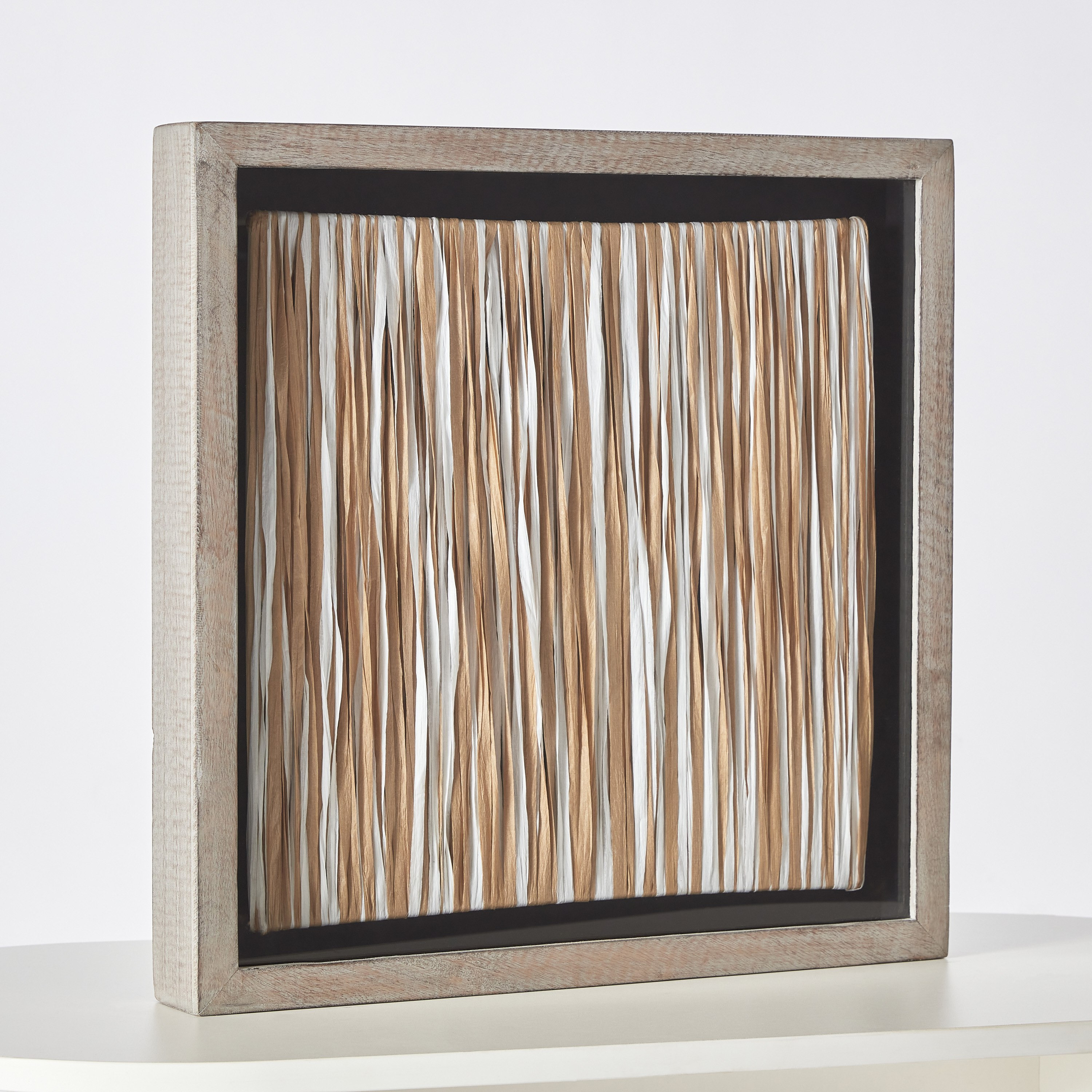 Elan Shadow Box with Natural Mango Wood Frame and Natural Woven Art - 48x48x6.5 cm-hbxlivingroom-walldecor-wallart-image-5