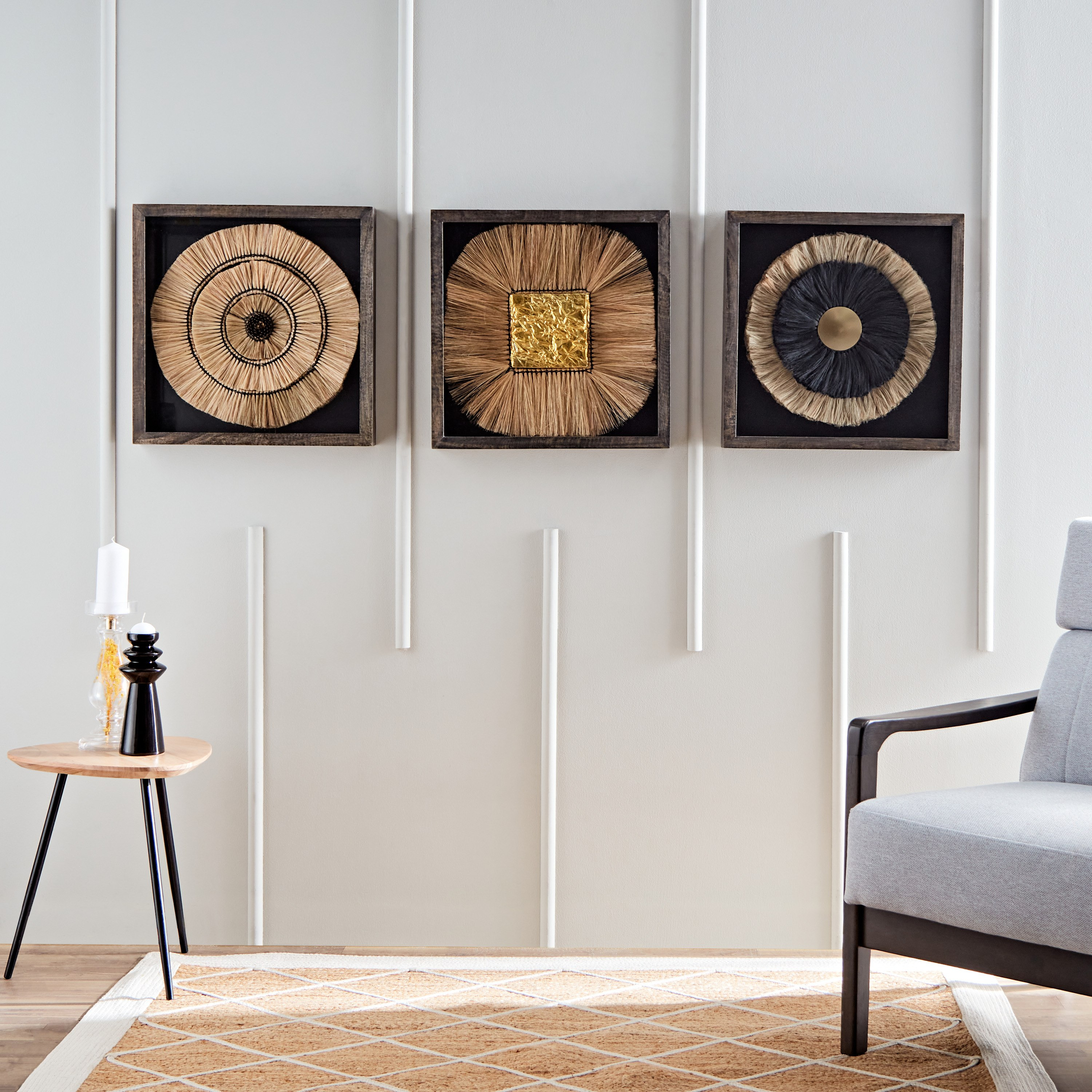 صندوق ظلال فني منسوج بإطار من خشب المانجو الطبيعي من إيلان - 48x48x6.5 سم-hbxlivingroom-walldecor-wallart-image-4