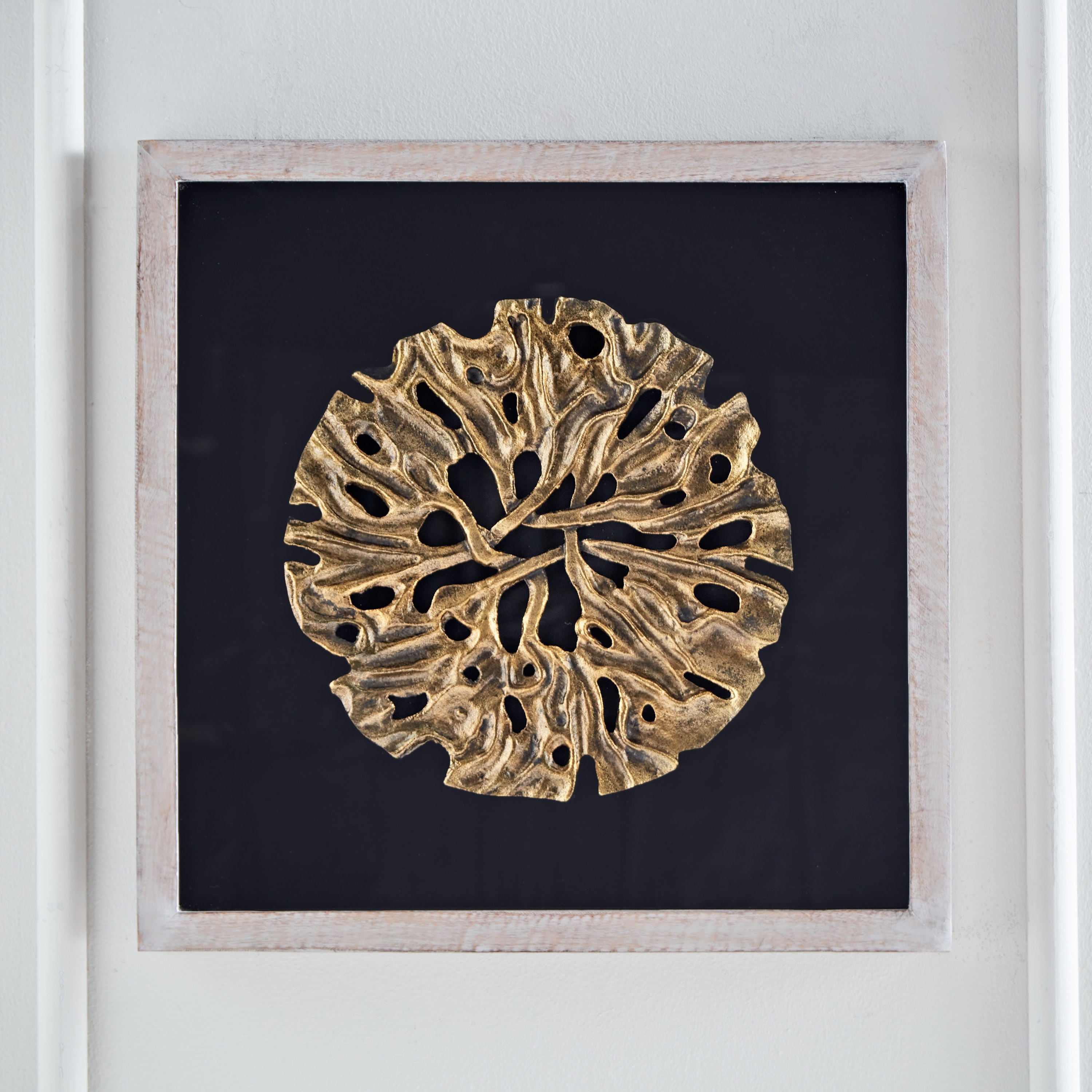 Elan Aluminum Die-Cast Art Shadow Box with Mango Wood Frame - 48x48x6.5 cm-hbxlivingroom-walldecor-wallart-image-1