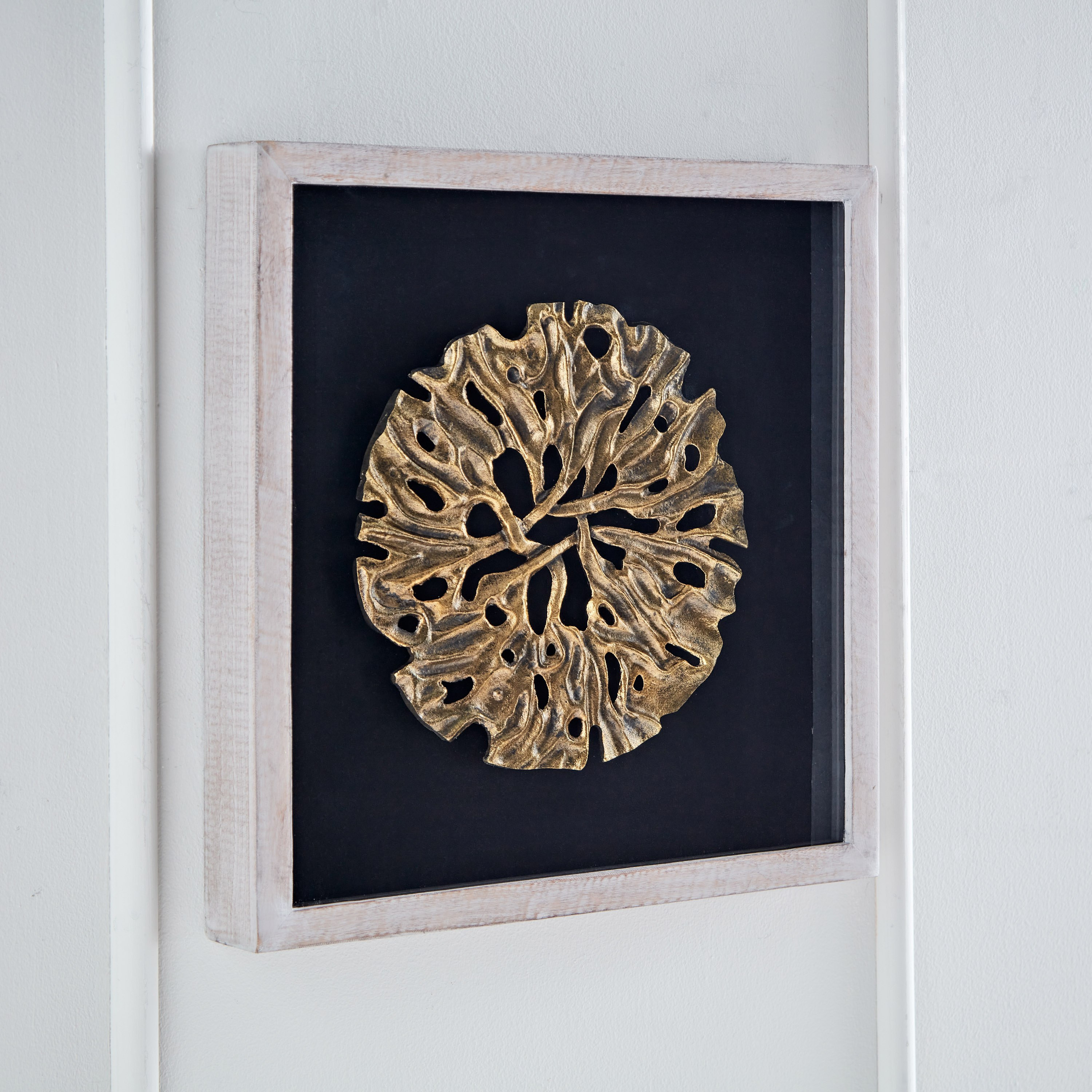 Elan Aluminum Die-Cast Art Shadow Box with Mango Wood Frame - 48x48x6.5 cm-hbxlivingroom-walldecor-wallart-image-2