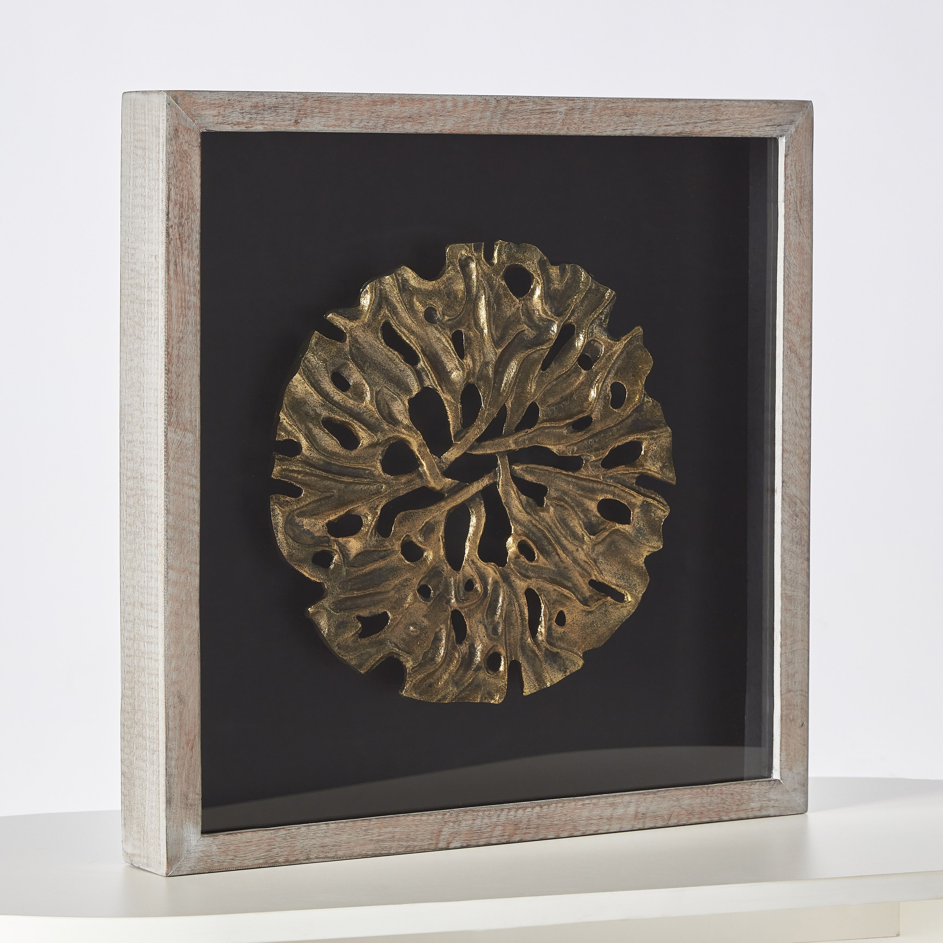 Elan Aluminum Die-Cast Art Shadow Box with Mango Wood Frame - 48x48x6.5 cm-hbxlivingroom-walldecor-wallart-image-4