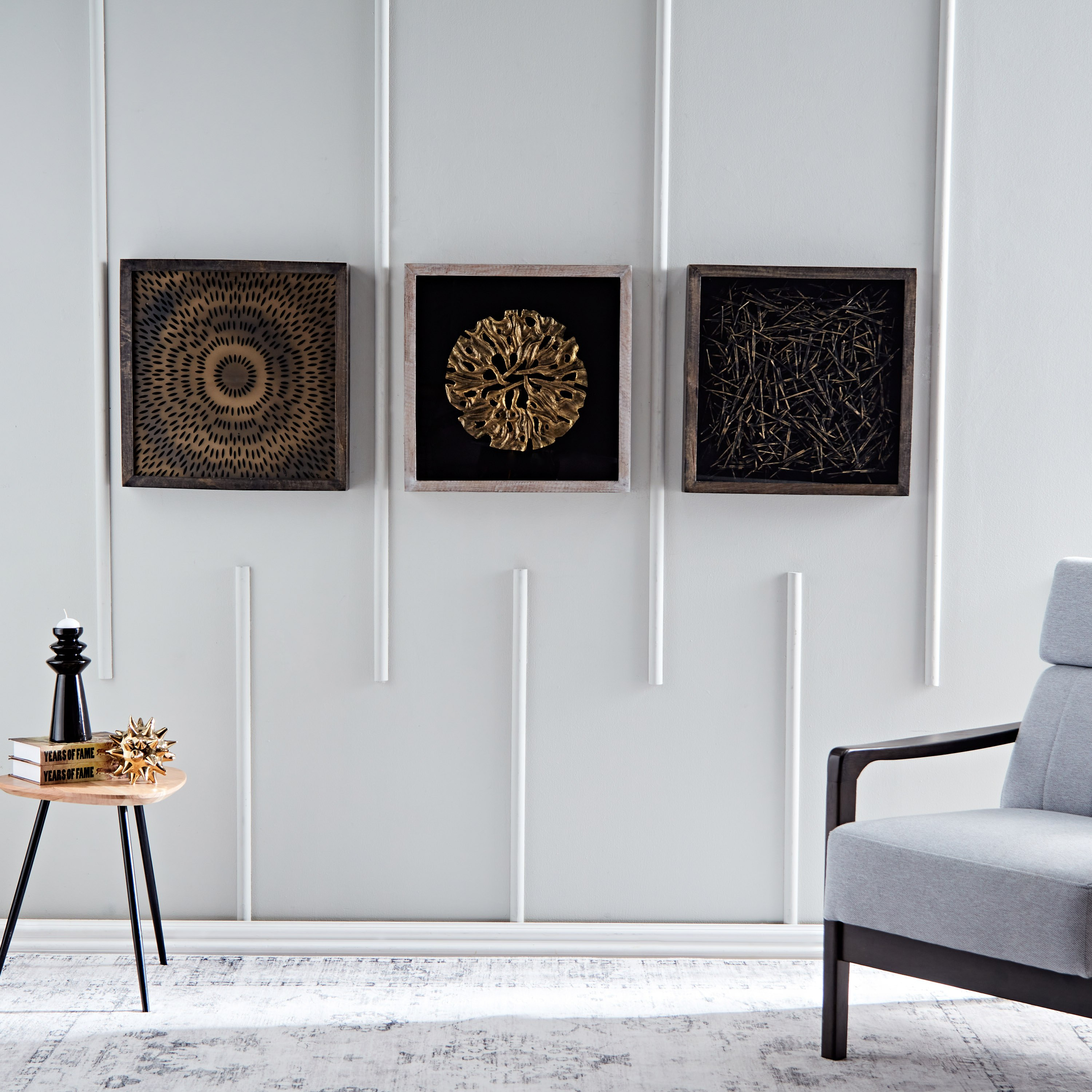 Elan Aluminum Die-Cast Art Shadow Box with Mango Wood Frame - 48x48x6.5 cm-hbxlivingroom-walldecor-wallart-image-5