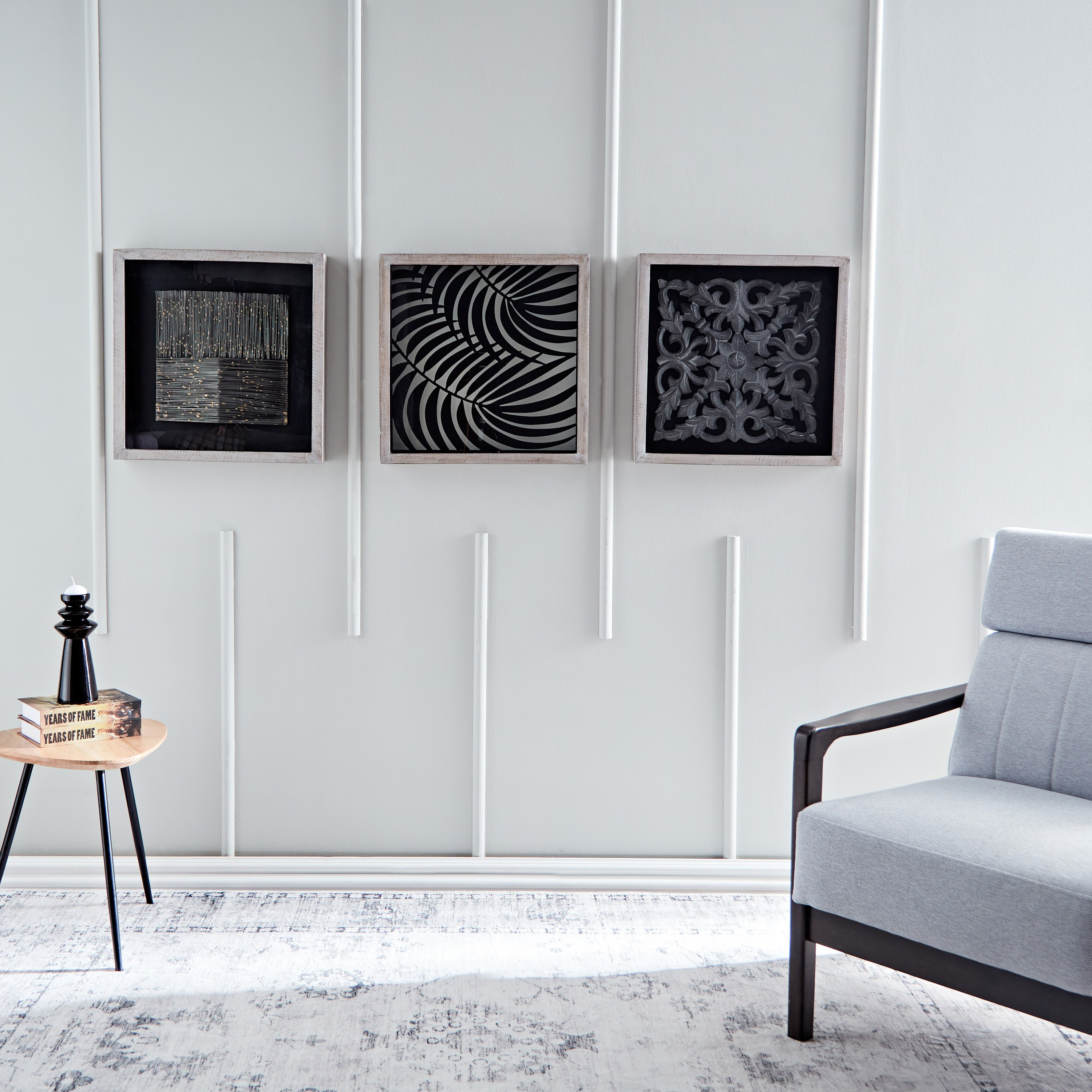 صندوق ظلال معدني  بإطار من خشب المانجو من إيلان- 48x48x6.5 سم-hbxlivingroom-walldecor-wallart-image-4