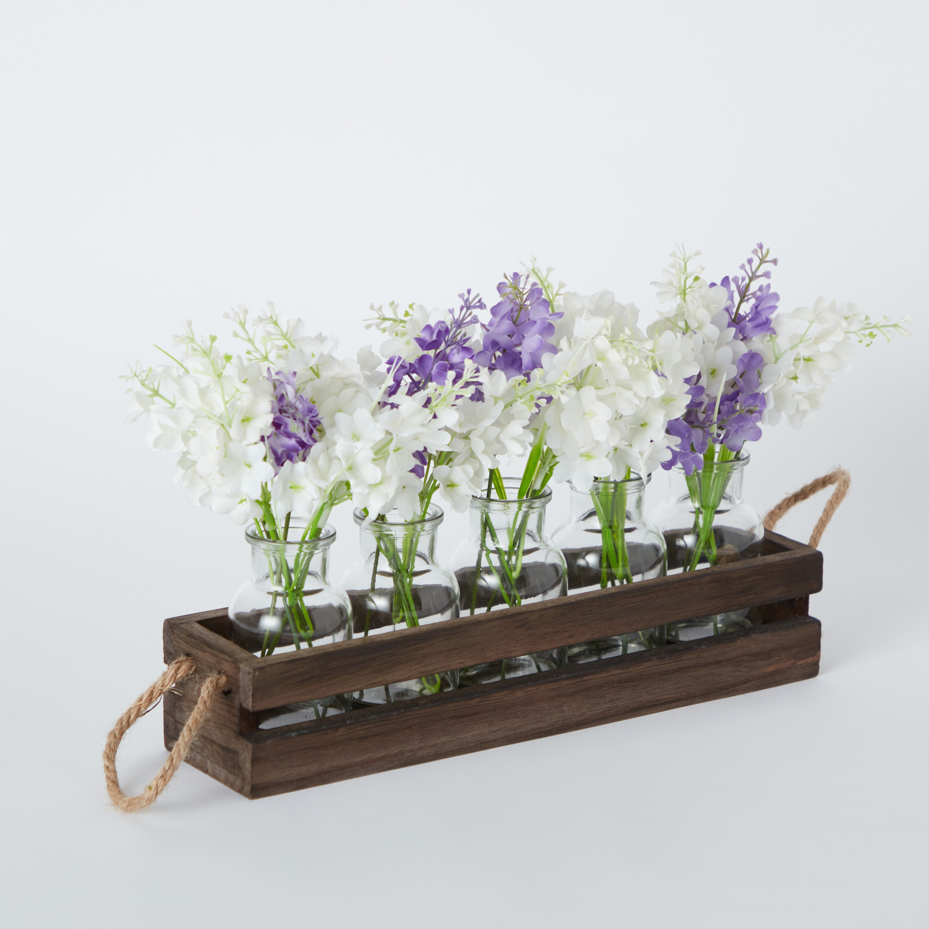 Helena Delphinium Flower Arrangement in Glass with Wooden Tray - 30x8x23 cm-hbxhomeware-hbxdecorandfurnishings-image-6