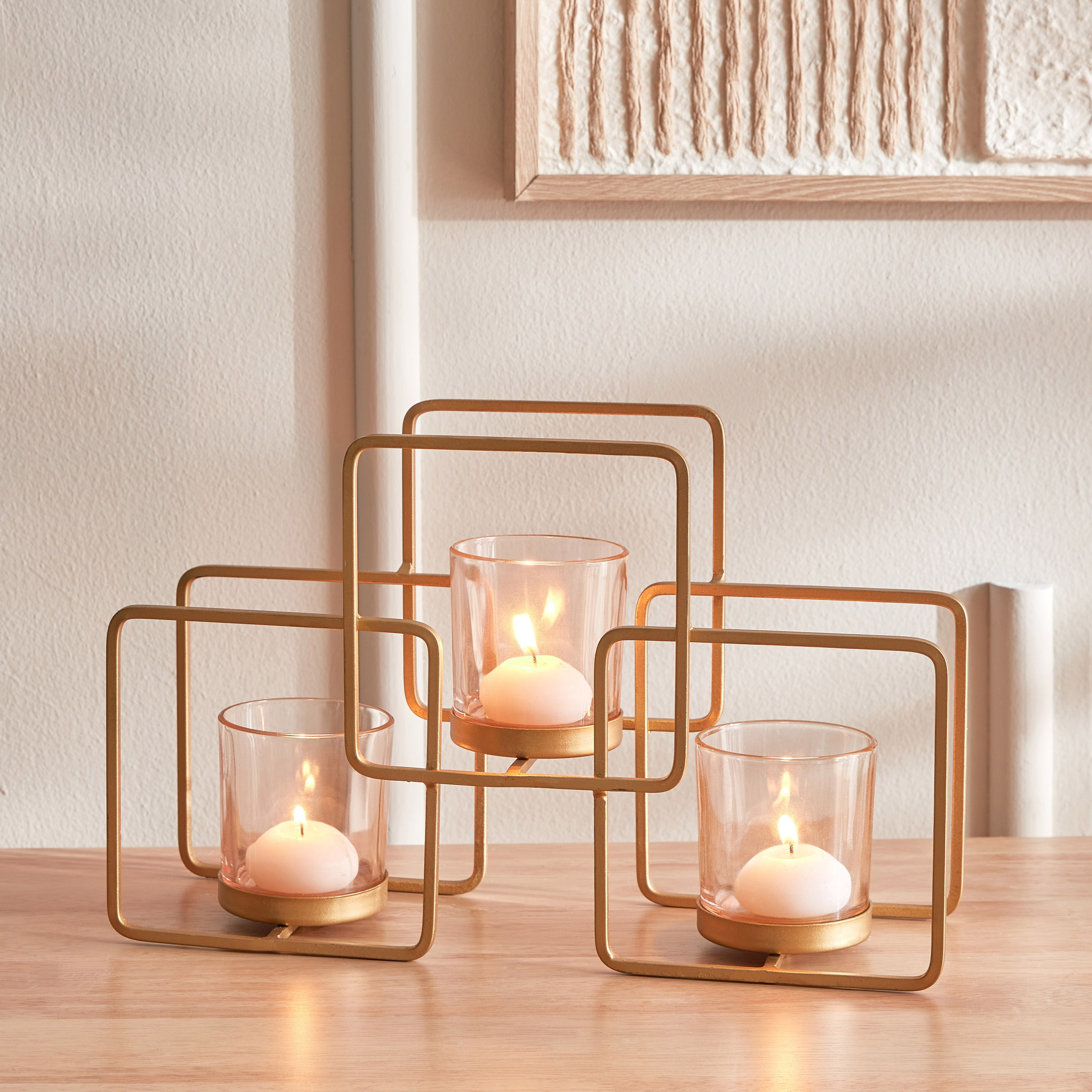 حامل نذري معدن مع حامل من ليفين - 34x10.5x21.3 سم-hbxlivingroom-decorandaccessories-candleholders-image-1