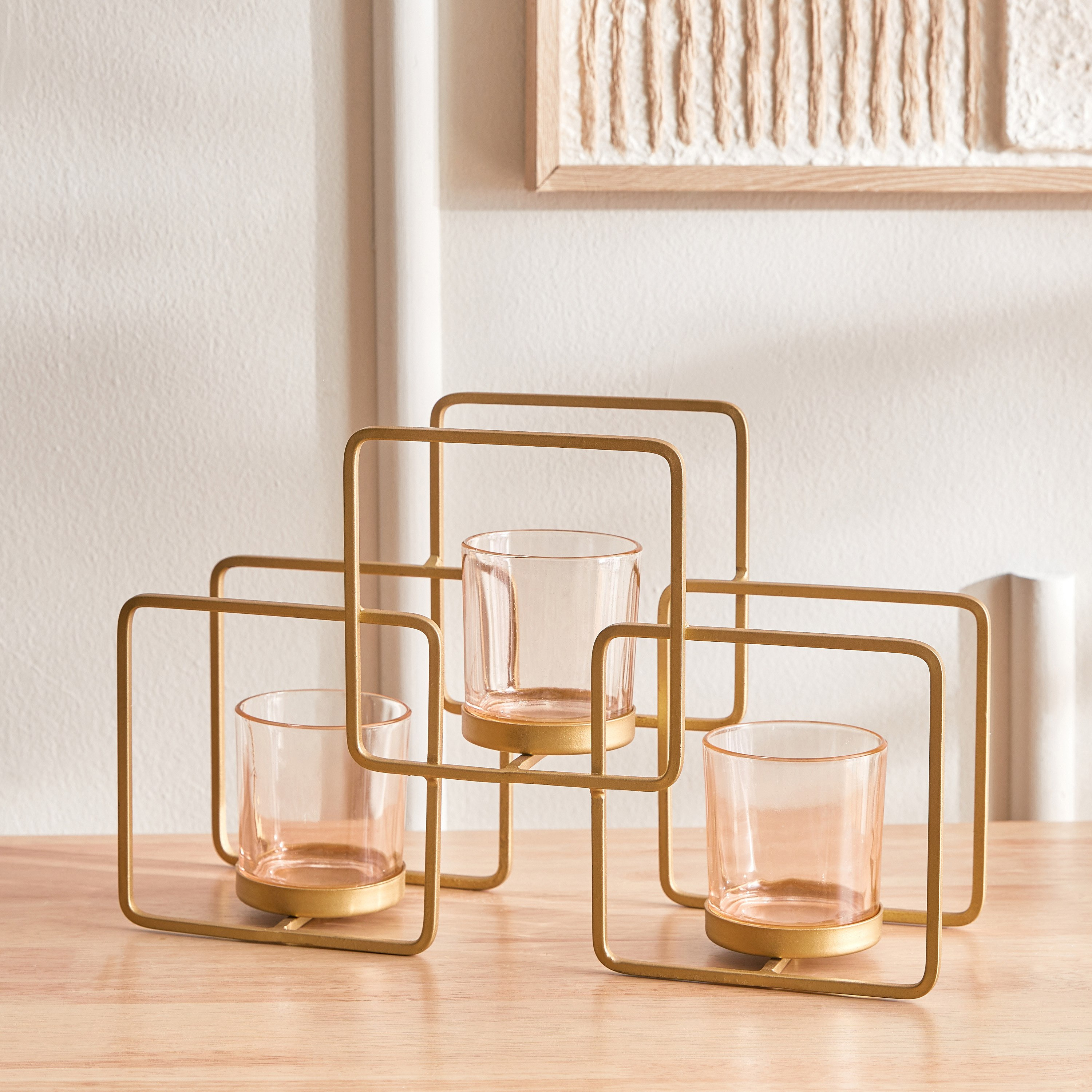 حامل نذري معدن مع حامل من ليفين - 34x10.5x21.3 سم-hbxlivingroom-decorandaccessories-candleholders-image-2