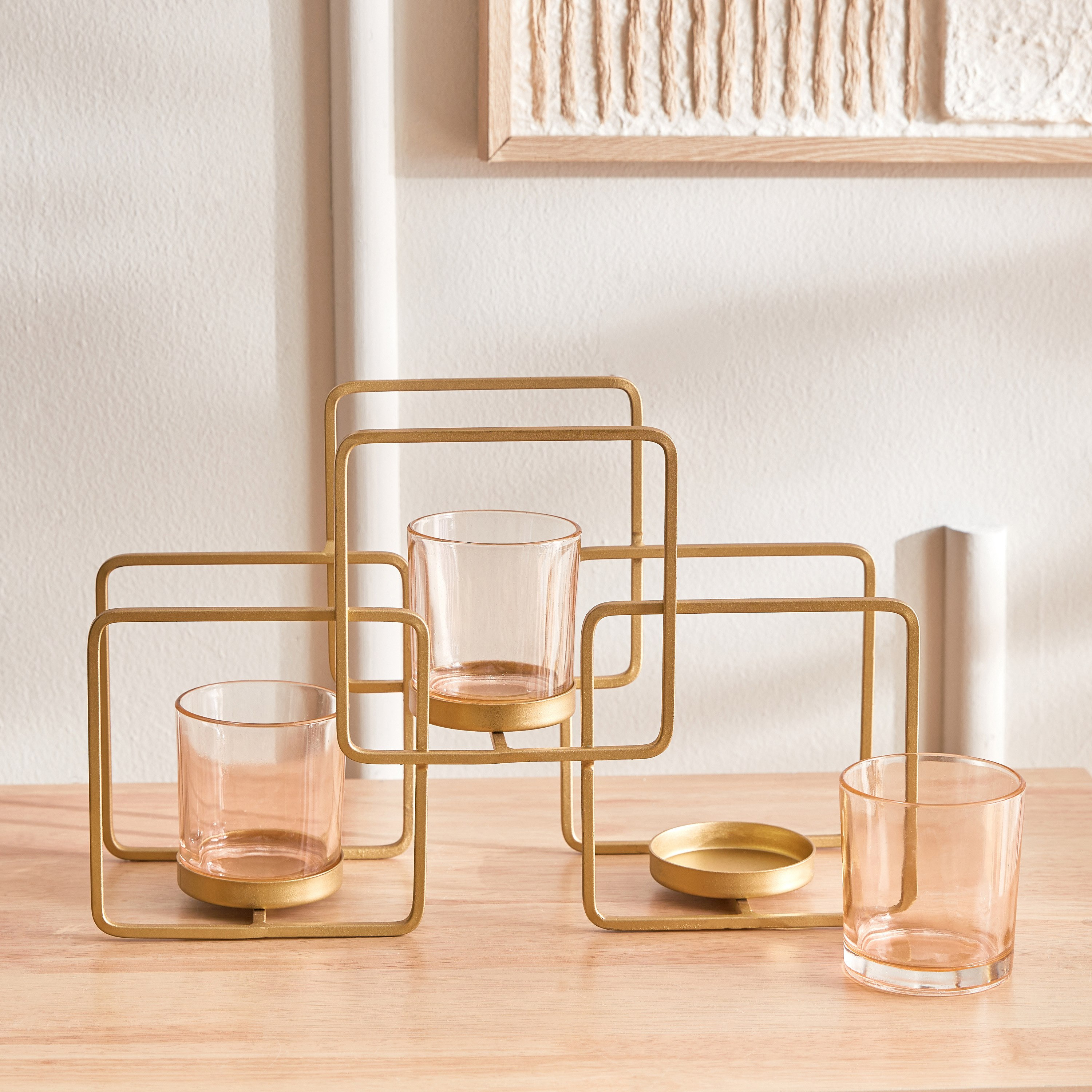 حامل نذري معدن مع حامل من ليفين - 34x10.5x21.3 سم-hbxlivingroom-decorandaccessories-candleholders-image-3