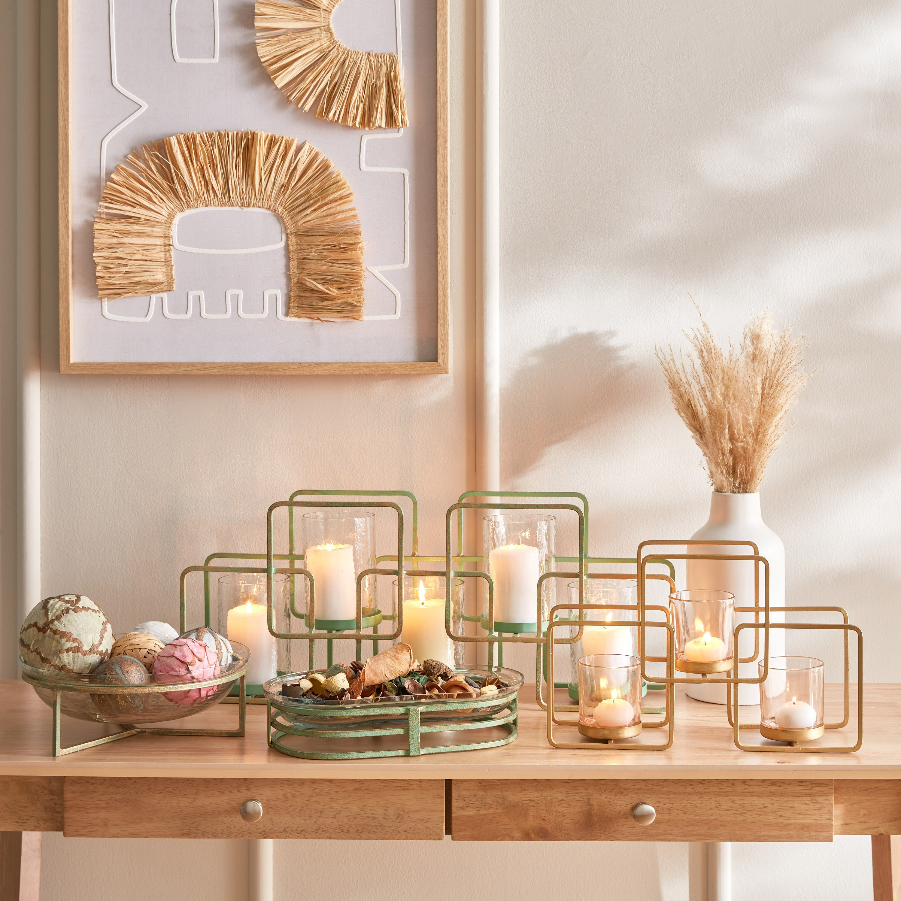 حامل نذري معدن مع حامل من ليفين - 34x10.5x21.3 سم-hbxlivingroom-decorandaccessories-candleholders-image-6