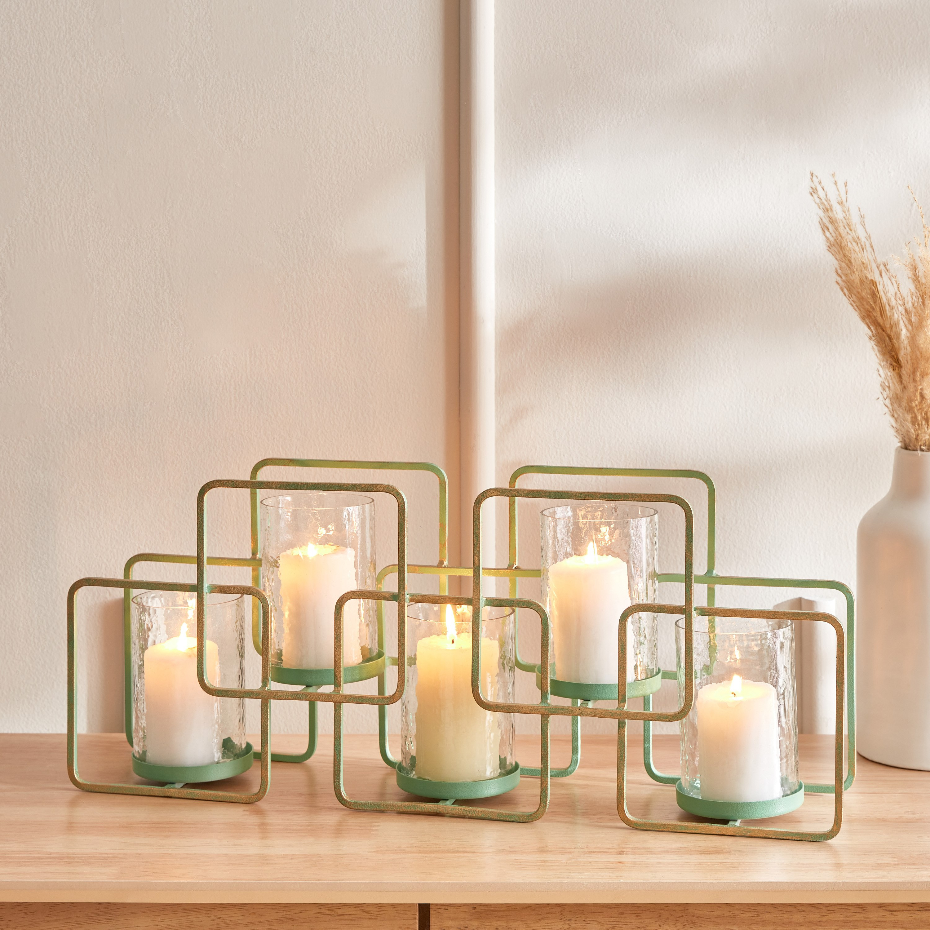 حامل فوتيف معدن بحامل معدني من ليفين - 59x14x24.5 سم-hbxlivingroom-decorandaccessories-candleholders-image-1