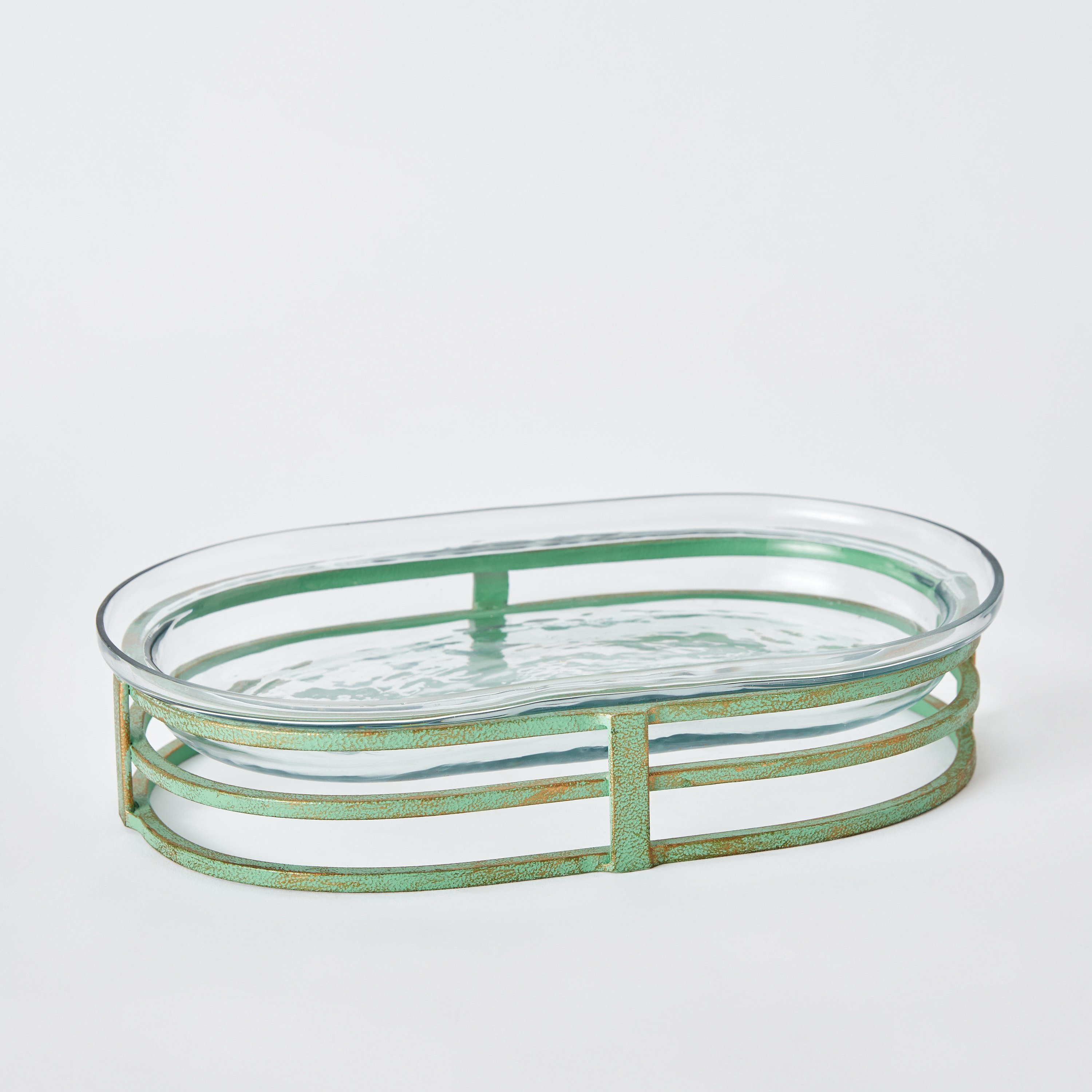 صحن ديكور زجاج مطروق بحامل معدن من ليفين - 29x17x65 سم-hbxhomeware-hbxdecorandfurnishings-image-6